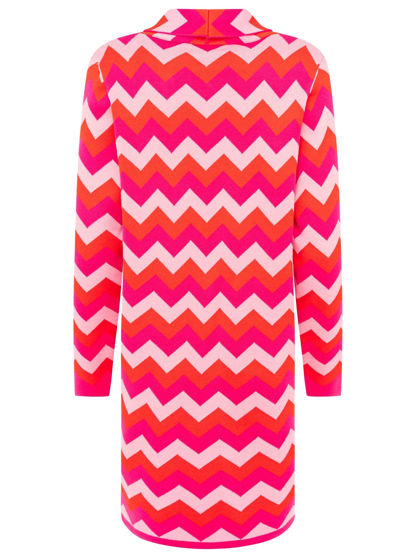 Zwillingsherz Cardigan long »"Schalkragen & ZickZack"« motif zigzag, col châle, poches, manches longues, longueur genoux