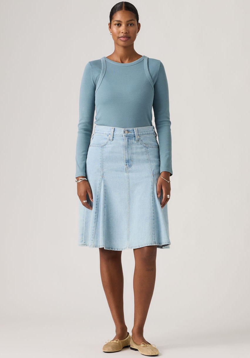 Levi's® Jupe en jean »GODET KNEE LENGTH SKIRT« Midirock mit Falten