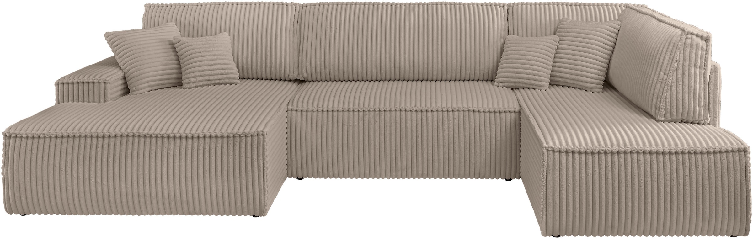GOODproduct Wohnlandschaft »FINNLEY  Cord U-Form XXL 329 cm - OTTO. Verlässliche Qualität.« Schlafsofa, Bettkasten, in Bouclé, Struktur fein und Mega Cord