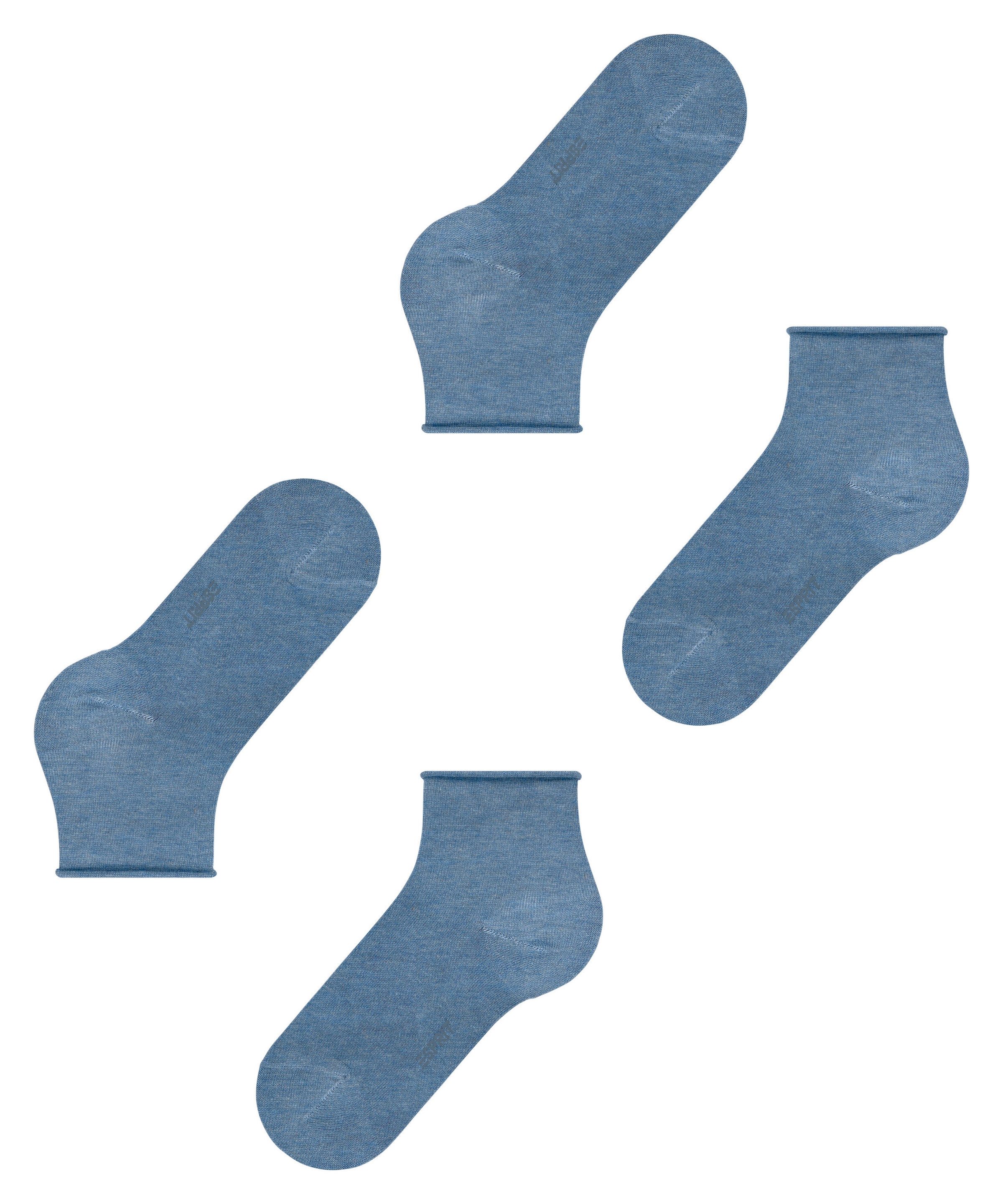 Esprit Chaussettes courtes »Basic Pure« 2 paires,  design basique uni, bord roulotté