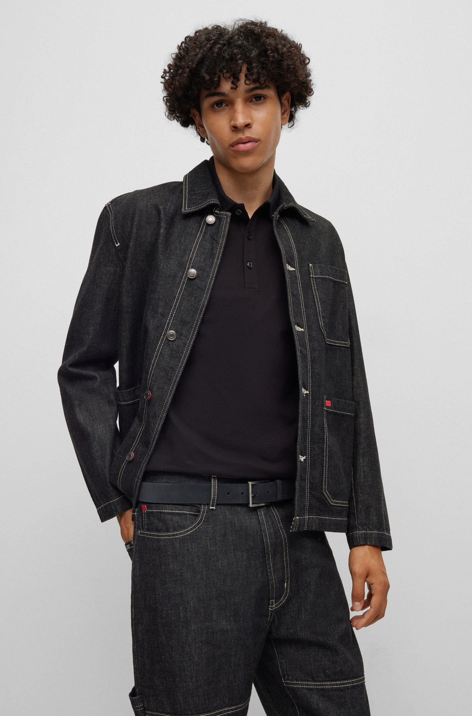 HUGO Ledergürtel »Mirto_Sz35« aus Veloursleder mit Logo-Gravur auf der Dornschliesse