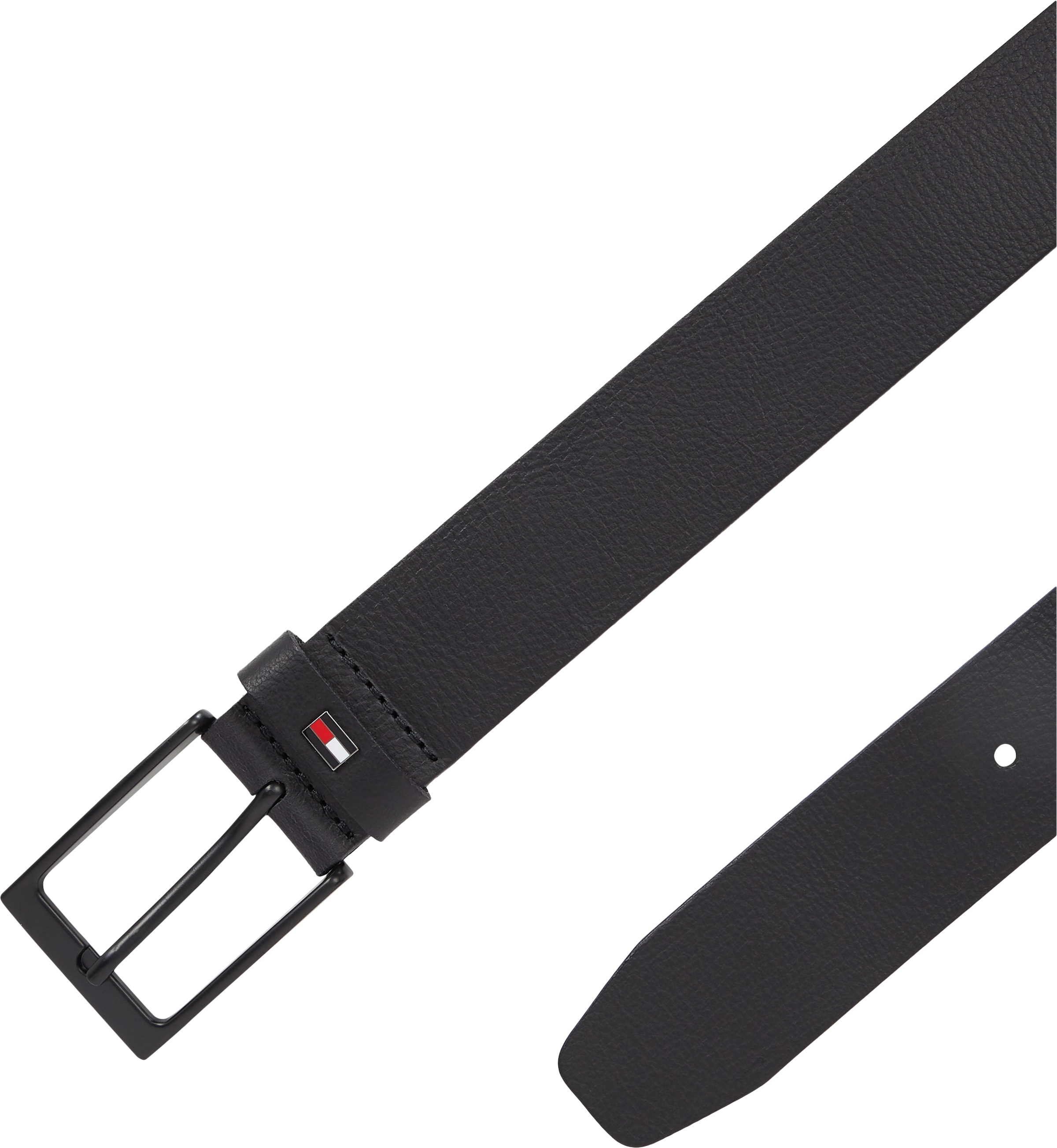 Tommy Hilfiger Ceinture en cuir »LAYTON 3.5 cm breit«, Metallpatch, Einfachdornschliesse