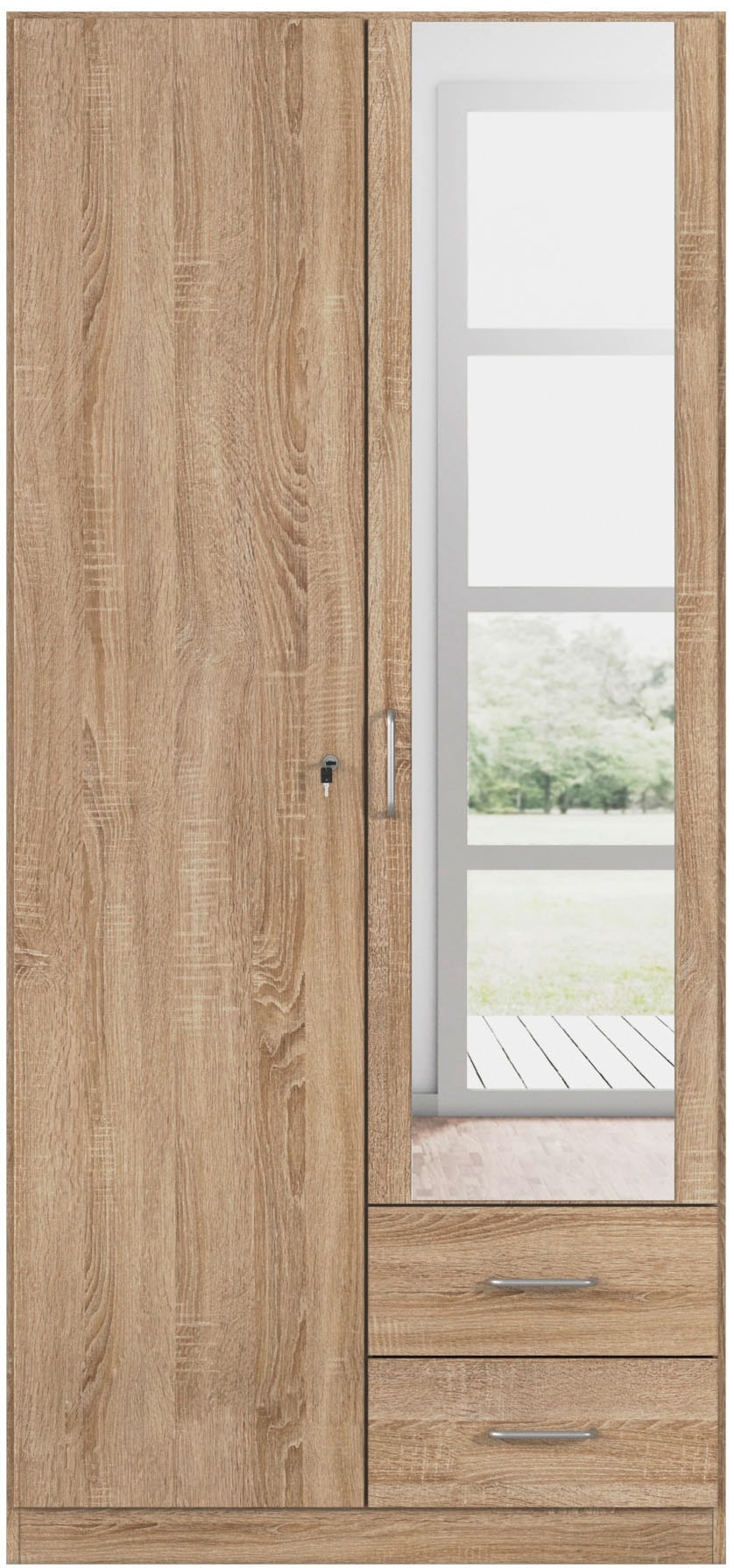 rauch Armoires à vêtements »Schrank Garderobe Garderobenschrank Putzschrank Wäscheschrank BERGHEIM« Largeurs 91/136/181 cm, hauteur 197 cm,  2 tiroirs extérieurs, portes verrouillables avec 2 clés chacune MADE IN GERMANY