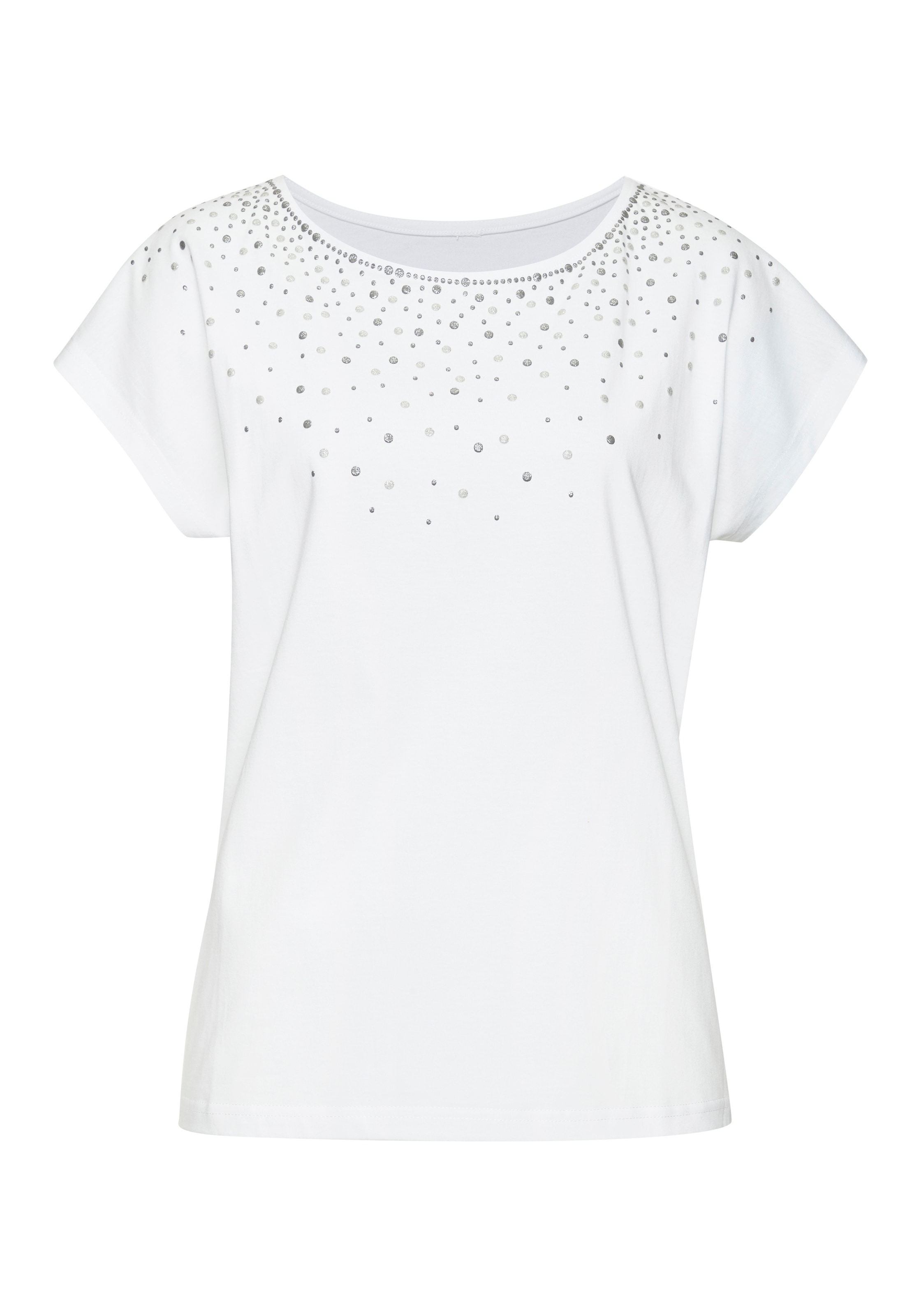 LASCANA T-shirt »mit glitzerndem Frontprint« en qualité viscose-coton agréable