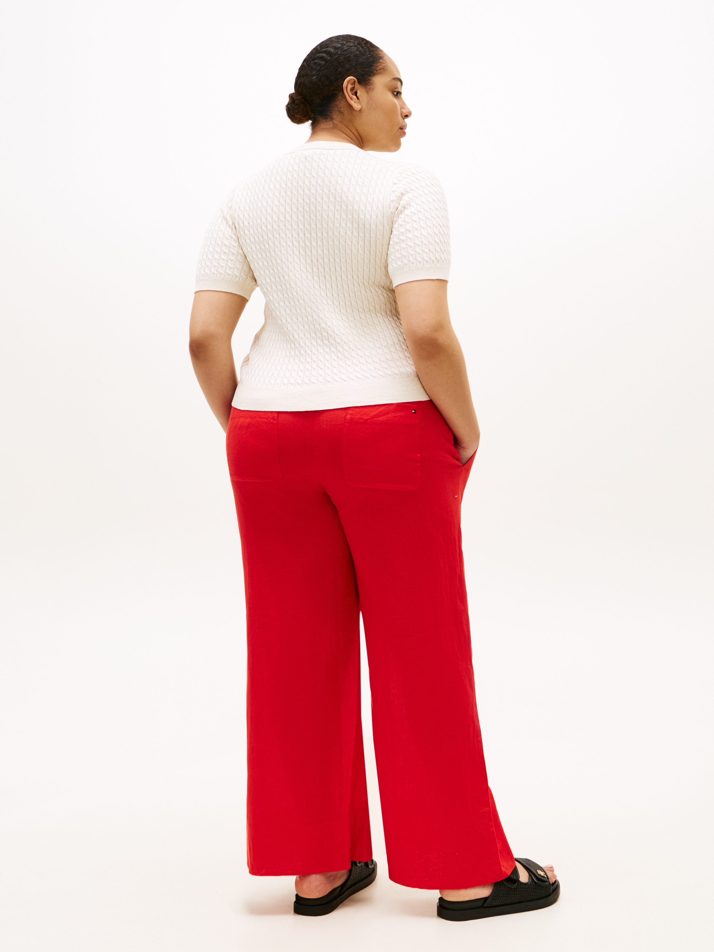 Tommy Hilfiger Curve Rundhalspullover »CRV CO CABLE FINE GG CNK S/S SWT« in grossen Grössen, mit Zopfmuster