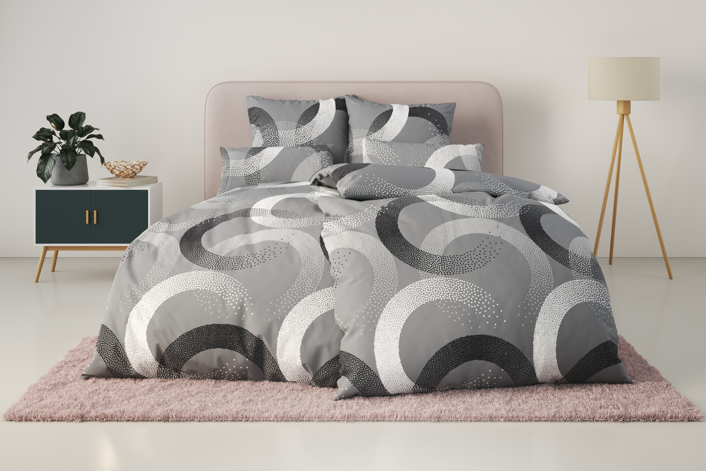 GOODproduct Bettwäsche »Balisa« 2 Stk. tlg. ab Grösse 135x200 cm, aus 100% Baumwolle, Bettwäsche mit Kreisen