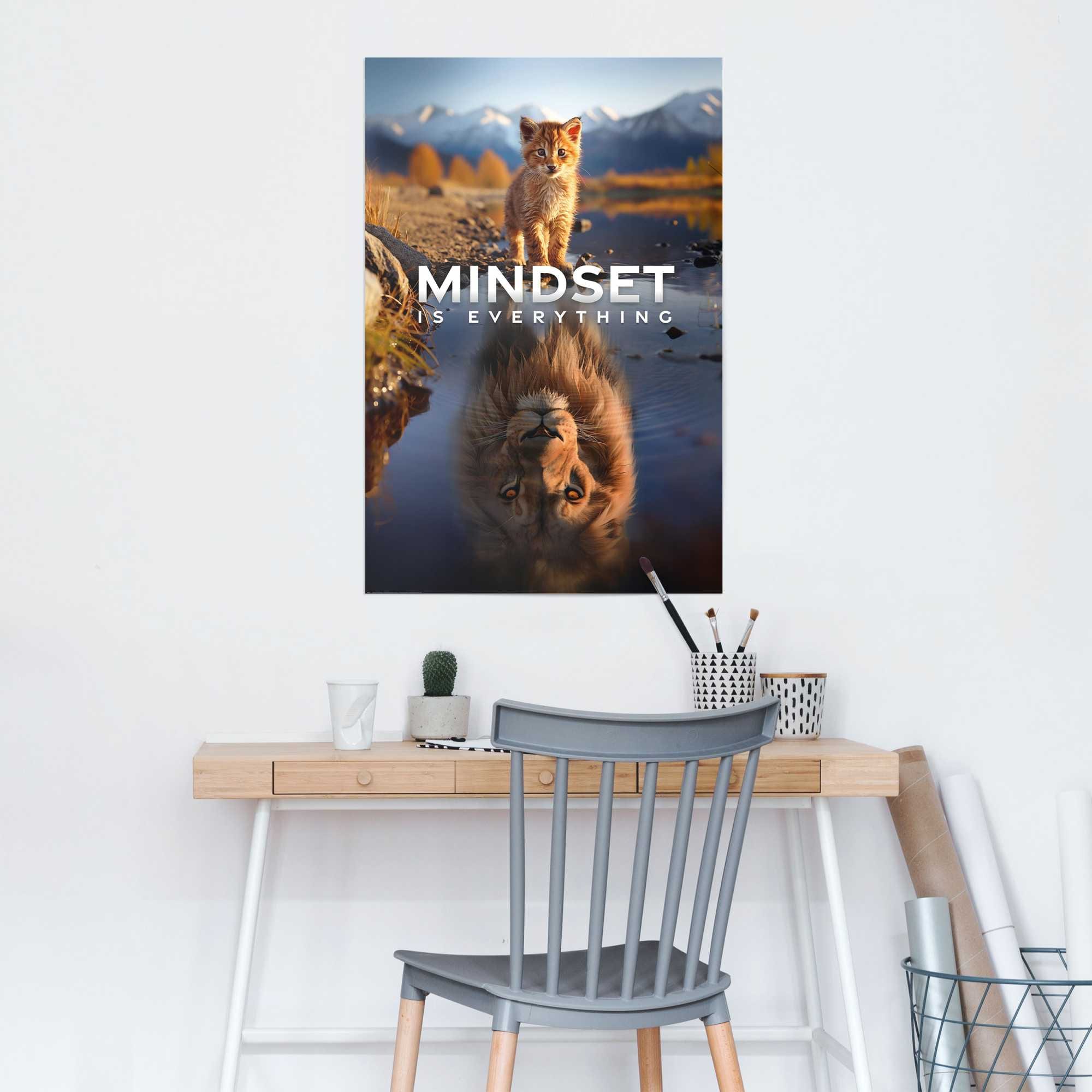 Reinders! Poster »Mindset is Everything« Hobbyraum - Mehrfarbig - 150 gr.  Papier - Tiere - 61x91,5 cm