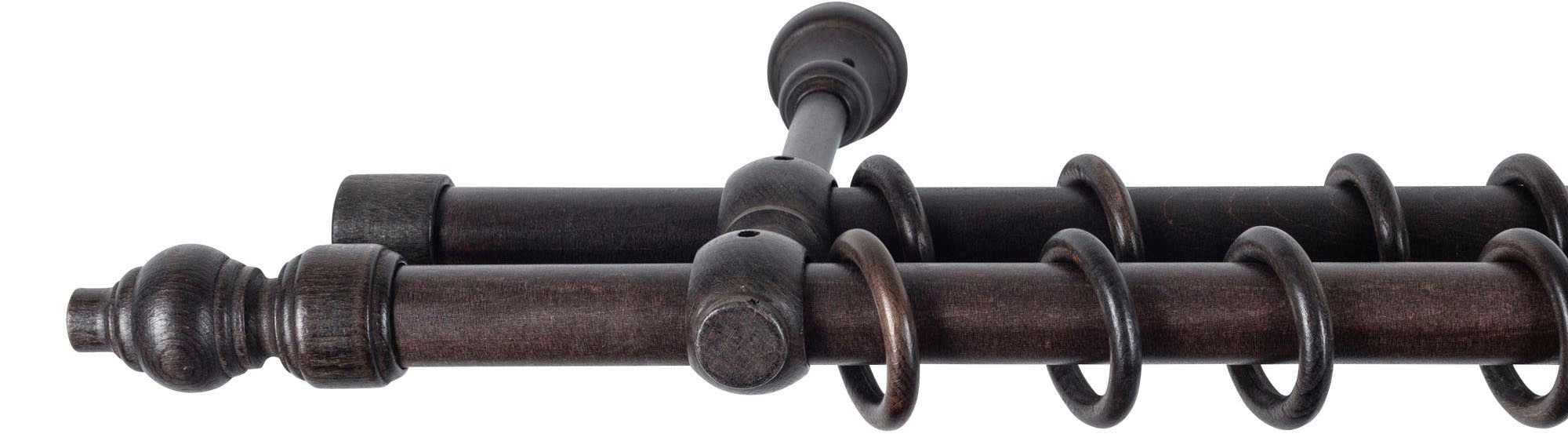 SN DECO GROUP Tringle à rideaux »Filigrano« 2 course-läufig Fixmass 28 mm, Holz, verschiedene Längen und Farben, Komplettset