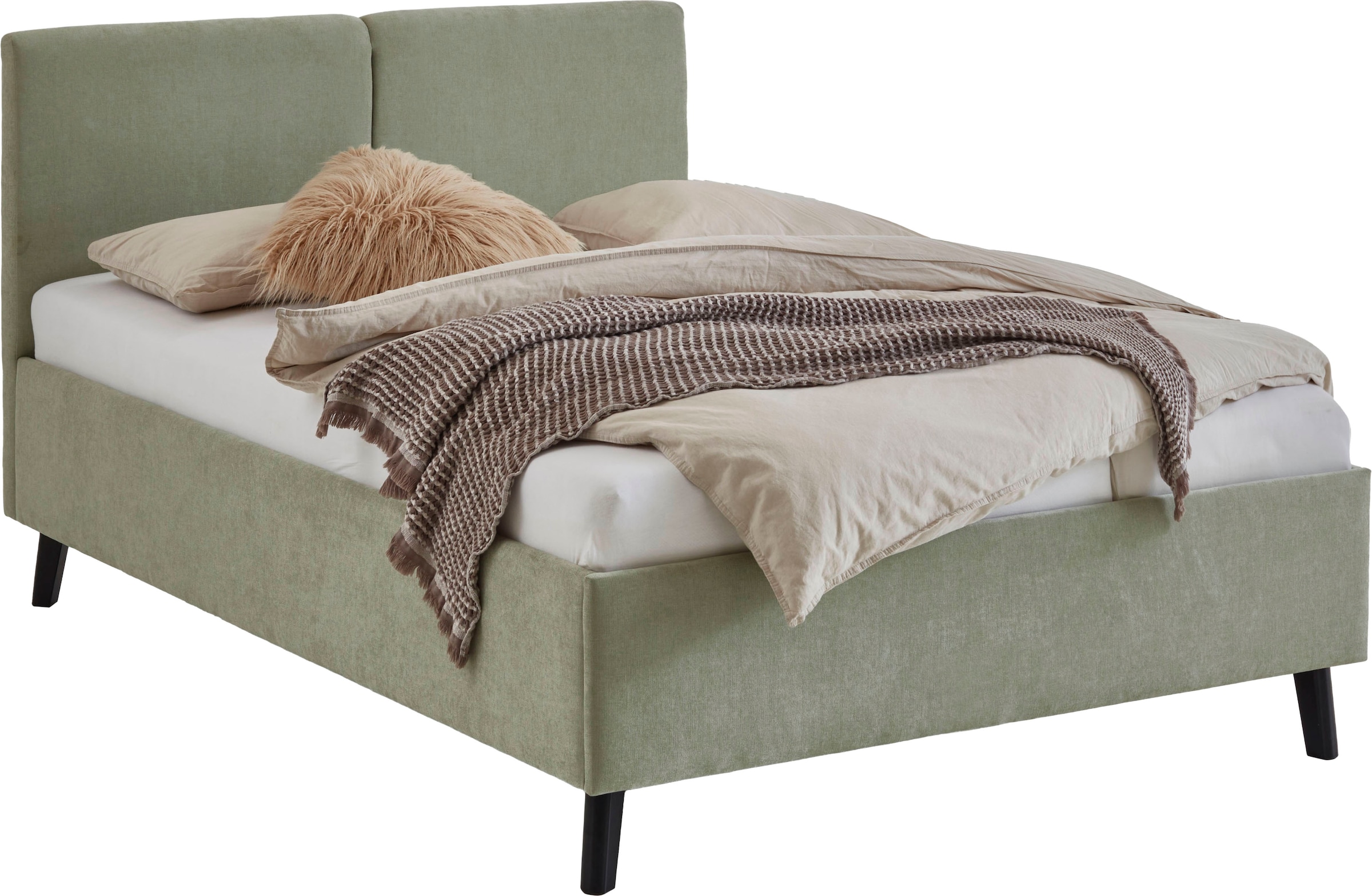 meise.möbel Polsterbett »Piano, in verschiedene Farben und Breiten erhältlich« wahlweise mit schwarzem oder eichefarbigem Holzfuss