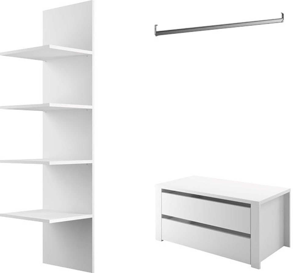 INOSIGN Compartimentage intérieur »Malmo Weiss, Zubehör Schwebetürenschrank, Breite 135 cm, Höhe 193 cm,« 4 Einlegeböden B=43cm, 1 SK-Einsatz B=90 cm, 1 Kleiderstange B=90cm