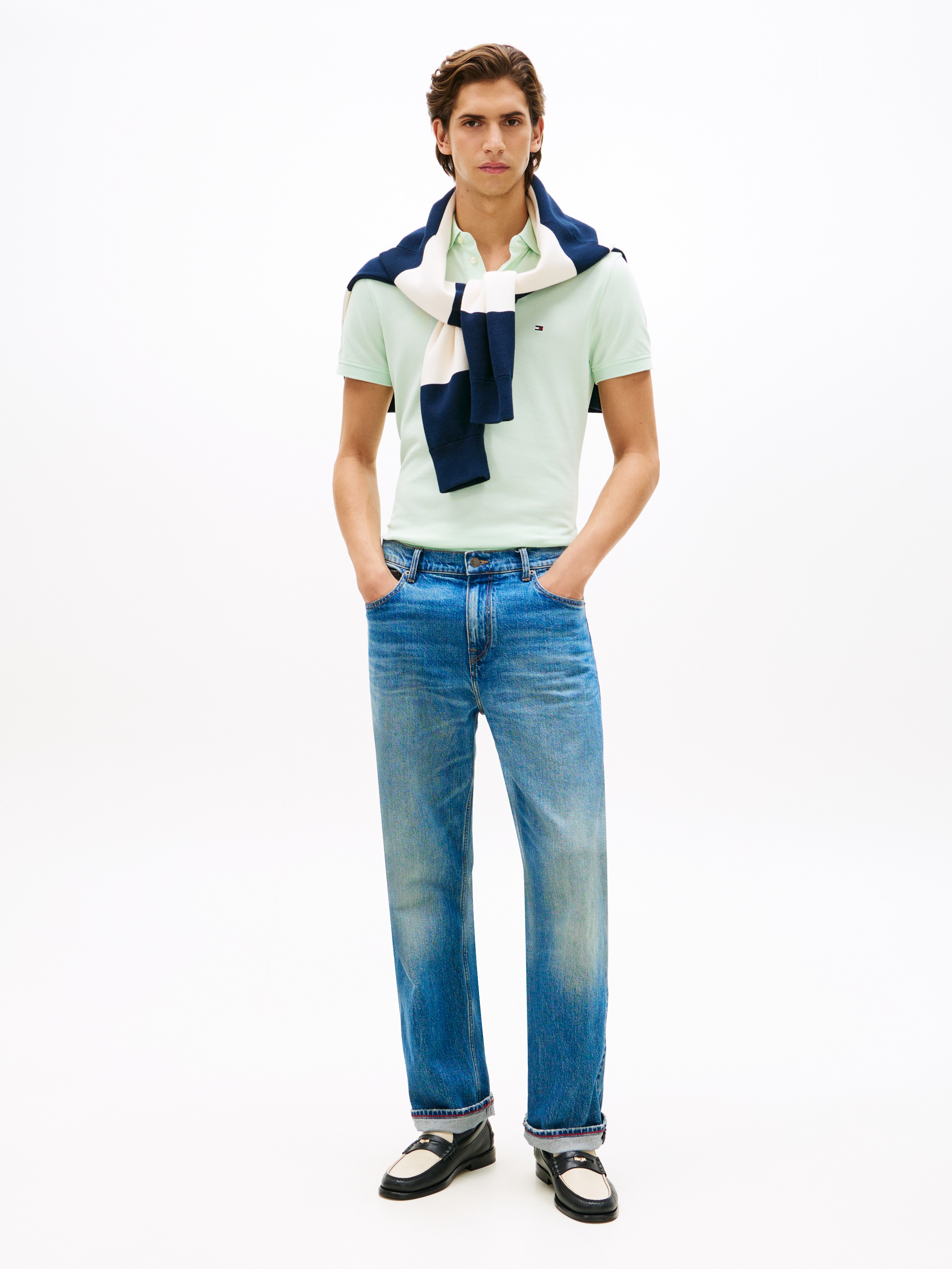 Tommy Hilfiger Polo »1985 SLIM POLO« avec broderie, qualité piqué, coupe slim