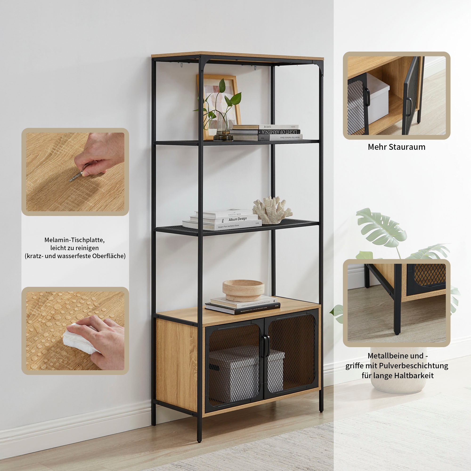 GOODproduct Étagère »Amance« Metallgestell, viel Stauraum und ideal für Saugroboter, Höhe 177 cm