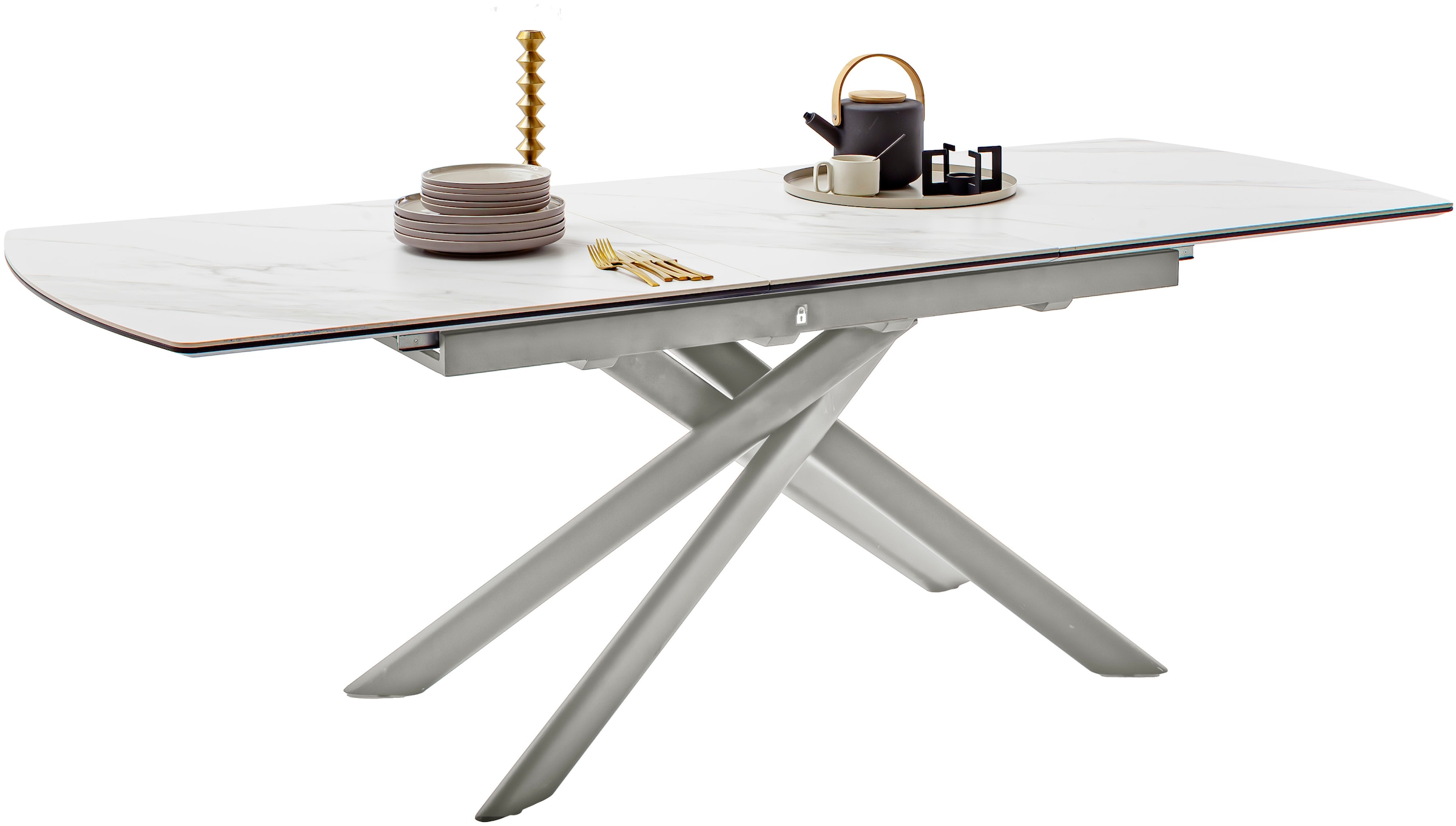 MCA furniture Table de salle à manger »VANINO Auszugtisch 180-230 cm marmoriert« 1 cuis tlg. Keramik,Edelstahl,Synchronauszug,ausziehbar,8-10 Personen