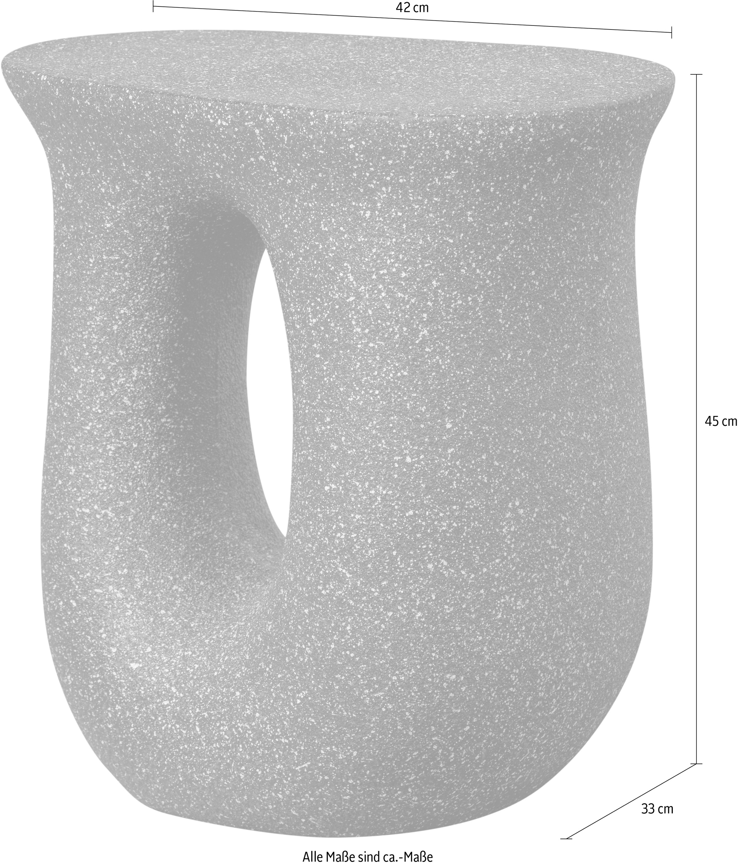 WOOOD Table d'appoint »Moson aus Magnesiumoxid mit organischer Form B 42 x T 33 x H 45 cm« unique par la structure du matériau, capacité de charge 20 kg, poids propre 6 kg