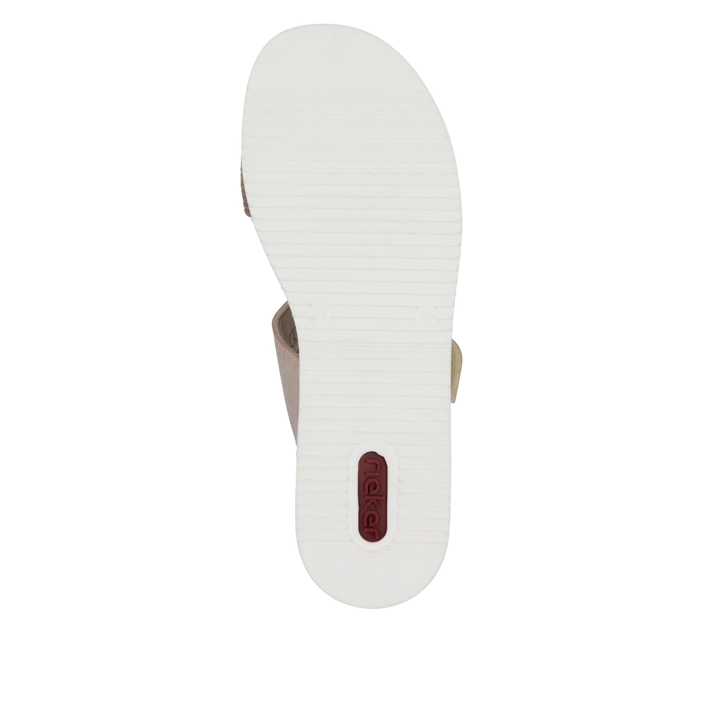 Rieker Pantolette  Sommerschuh, Urlaubsschuh mit Glitzersteine, Metallic-Optik