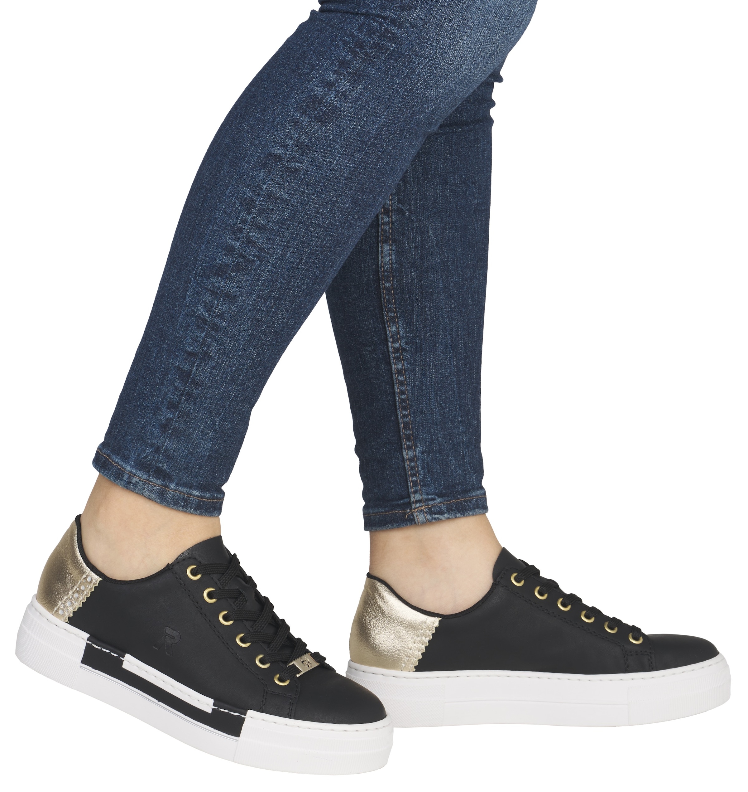 Rieker Baskets à plateforme  mit Metallic-Fersenkappe, Freizeitschuh, Halbschuh, Schnürschuh