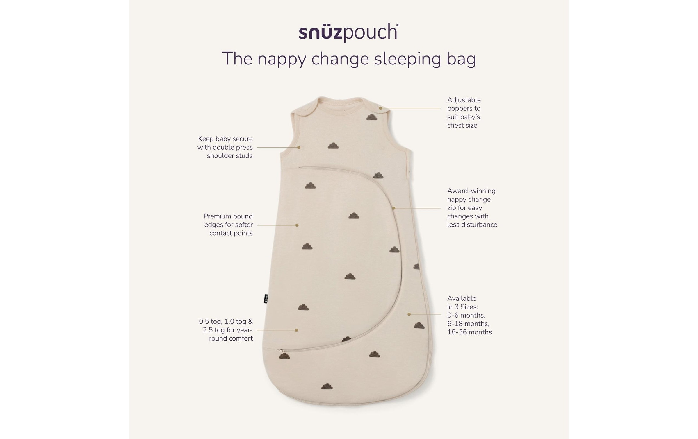   Sac de couchage pour bébé »Snüz Pouch 0-6 Monate Sand mit Wölkchen, TOG 0.5«