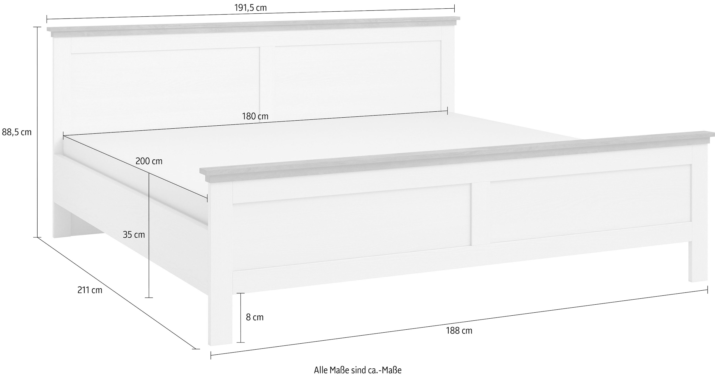 Home affaire Bettgestell »Evora, Landhausstil, Doppelbett, in 3 Grössen erhältlich« aus FSC®-zertifiziertem Holzwerkstoff