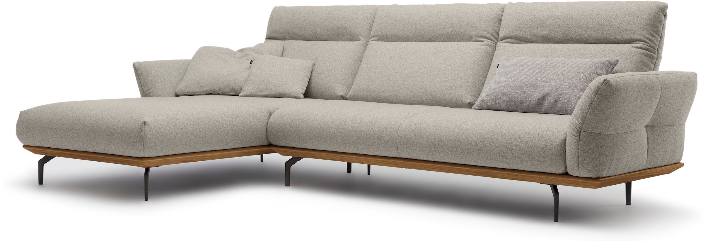 Creation BY ROLF BENZ Canapé d'angle »CR.460 Design-Sofa der Extraklasse, verstellbare Rückenlehne, L-Form« socle en noyer, pieds d'angle en gris ombre, largeur 318 cm
