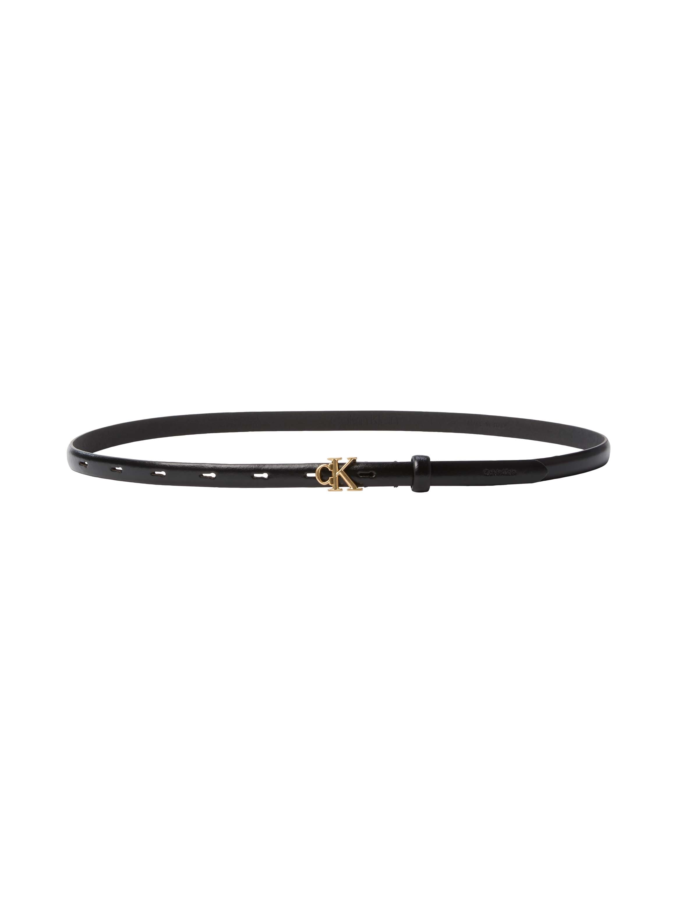 Calvin Klein Ceinture en cuir »ROUND CK BUCKLE 15MM BELT SMOOTH« taille réglable avec boucle métallique