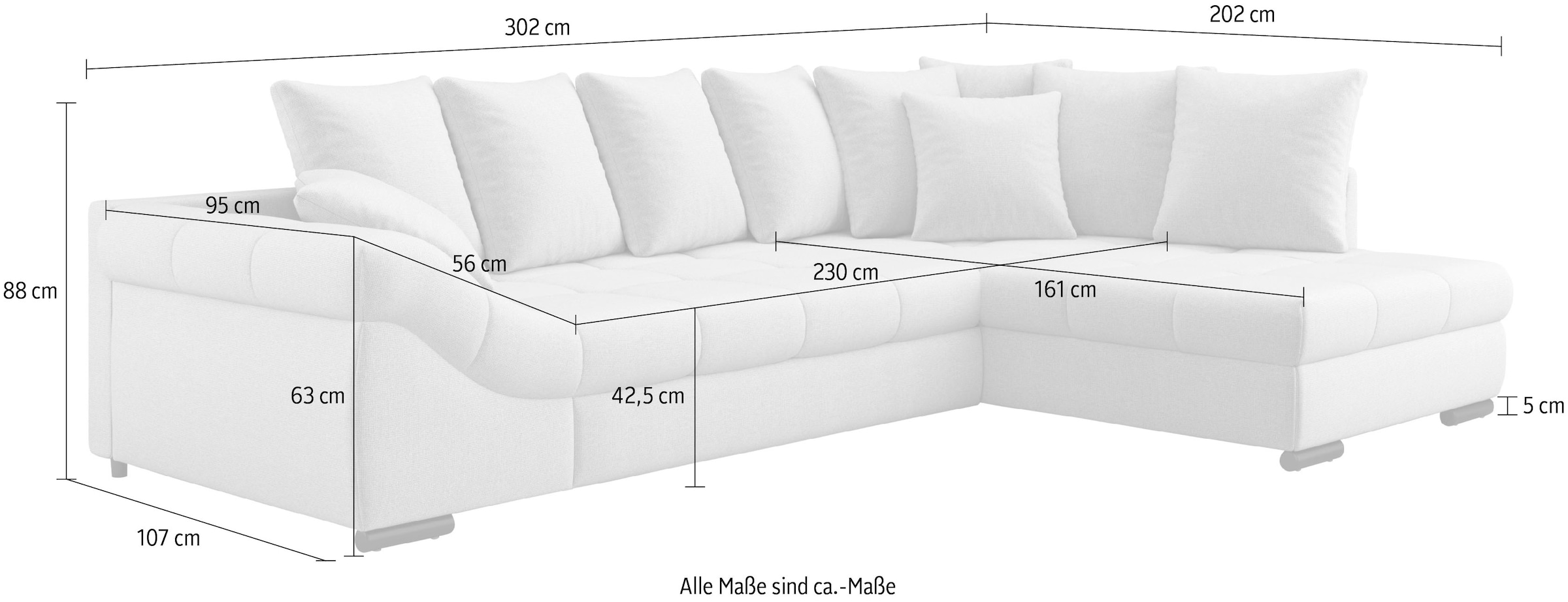 Mr. Couch Canapé d'angle »Pietro, L-Form, mit Bett, wahlweise mit Kaltschaum« mit Kaltschaum und Bett