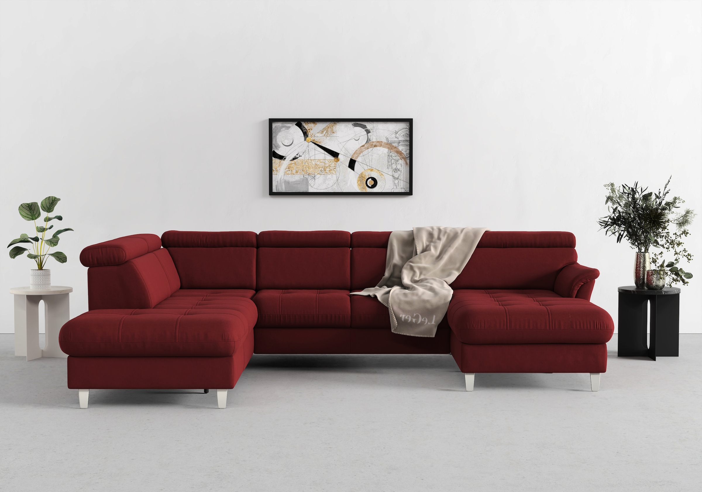 sit&more Paysage de salon »Marano U-Form« inklusive Kopfteilverstellung, wahlweise mit Bettfunktion, Bettkasten