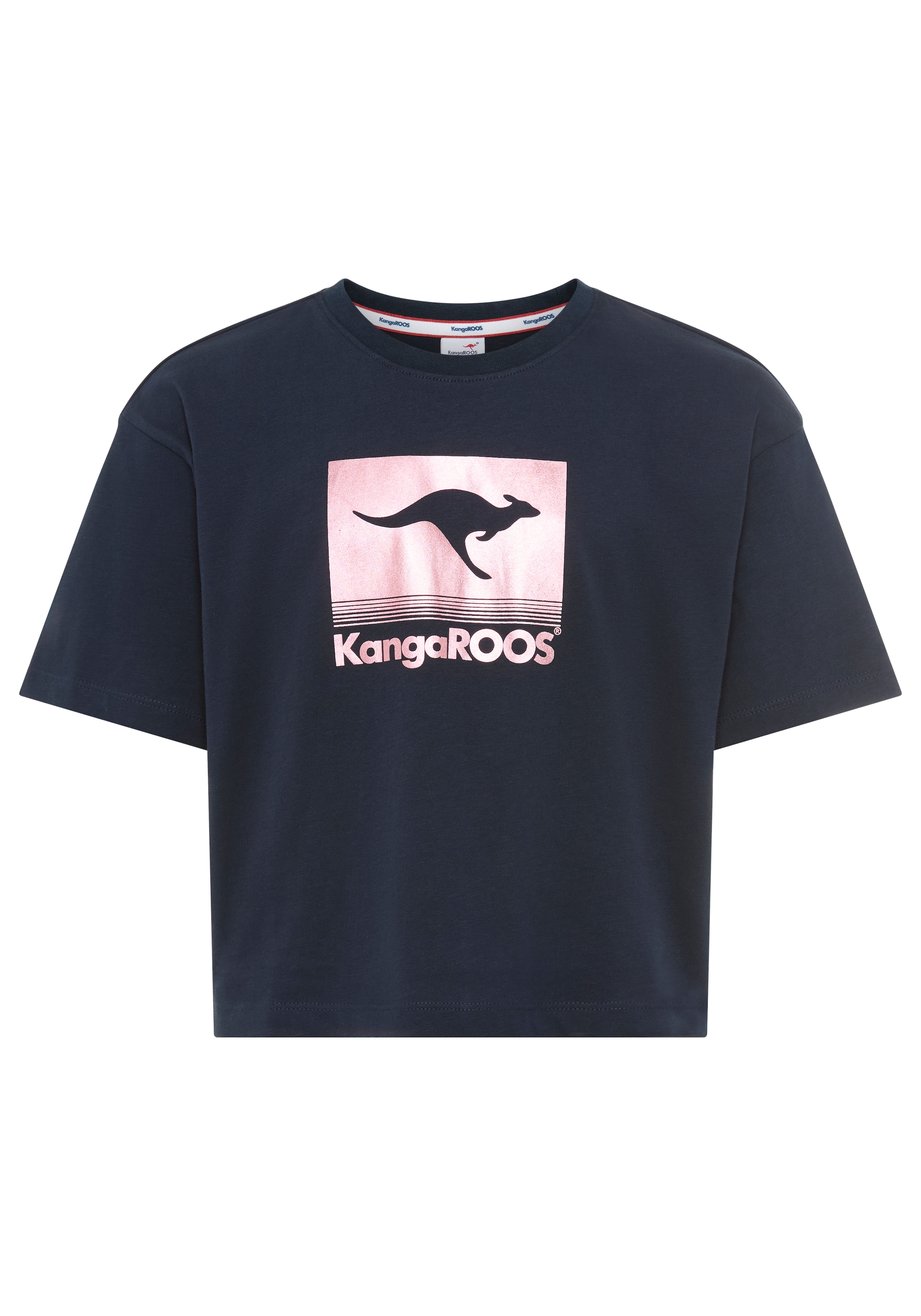 KangaROOS T-shirt »Kurze Form mit Folienprint für Mädchen« coupe confortable, manches courtes, avec imprimé tendance, en coton
