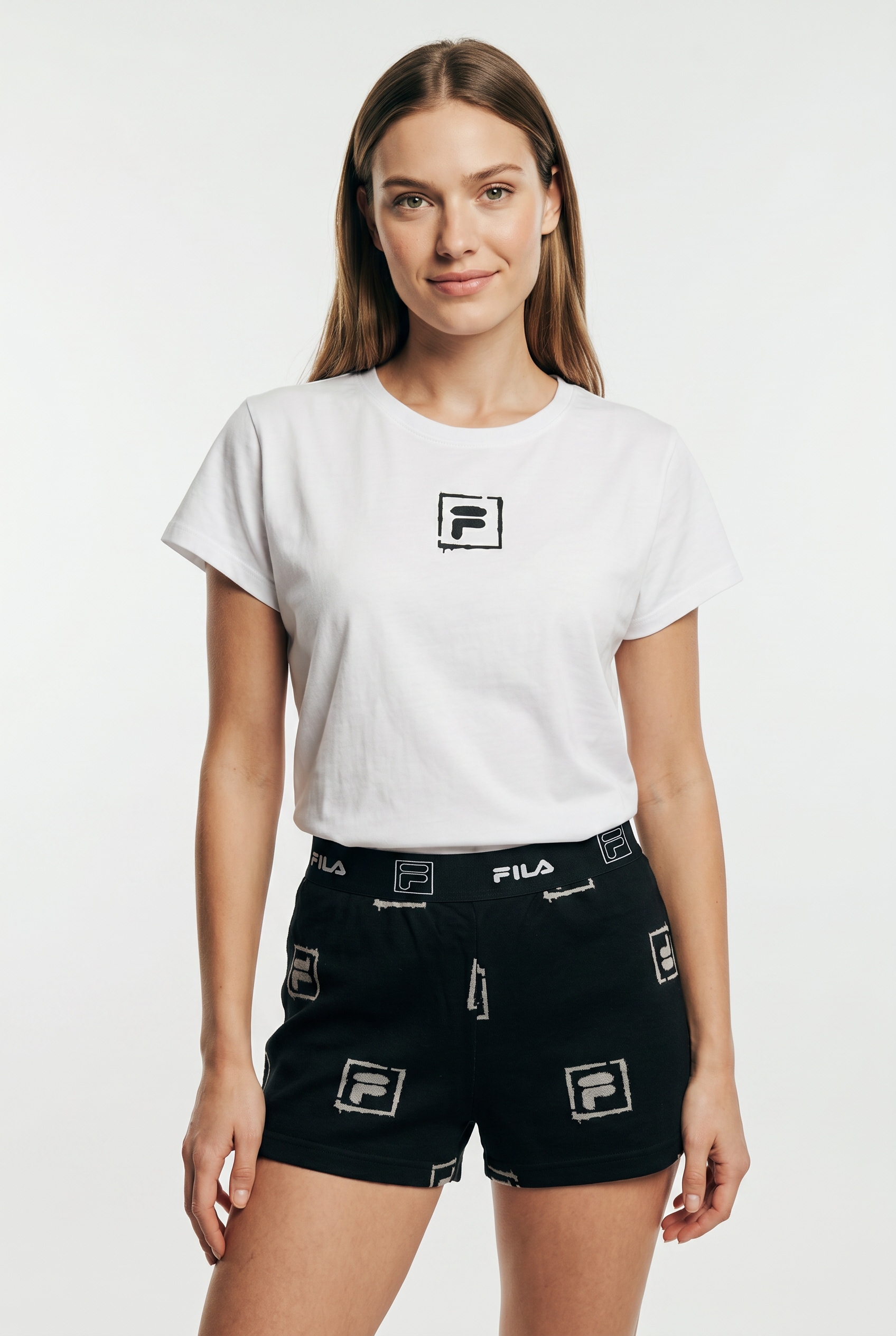 Fila Shorty »WOMAN JERSEY PYJAMAS« 2 tlg. mit auffälligem Logodruck, Rundhalsausschnitt