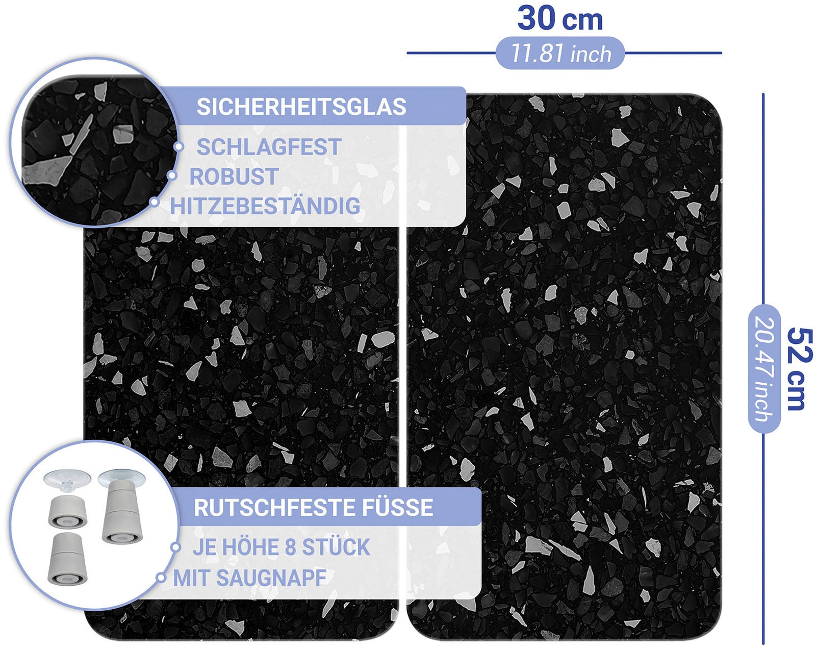 WENKO Herd-Abdeckplatte »Universal Modell Terrazzo« Herdabdeckung für alle Herdarten, kratzfest, mit rutschfesten Füssen