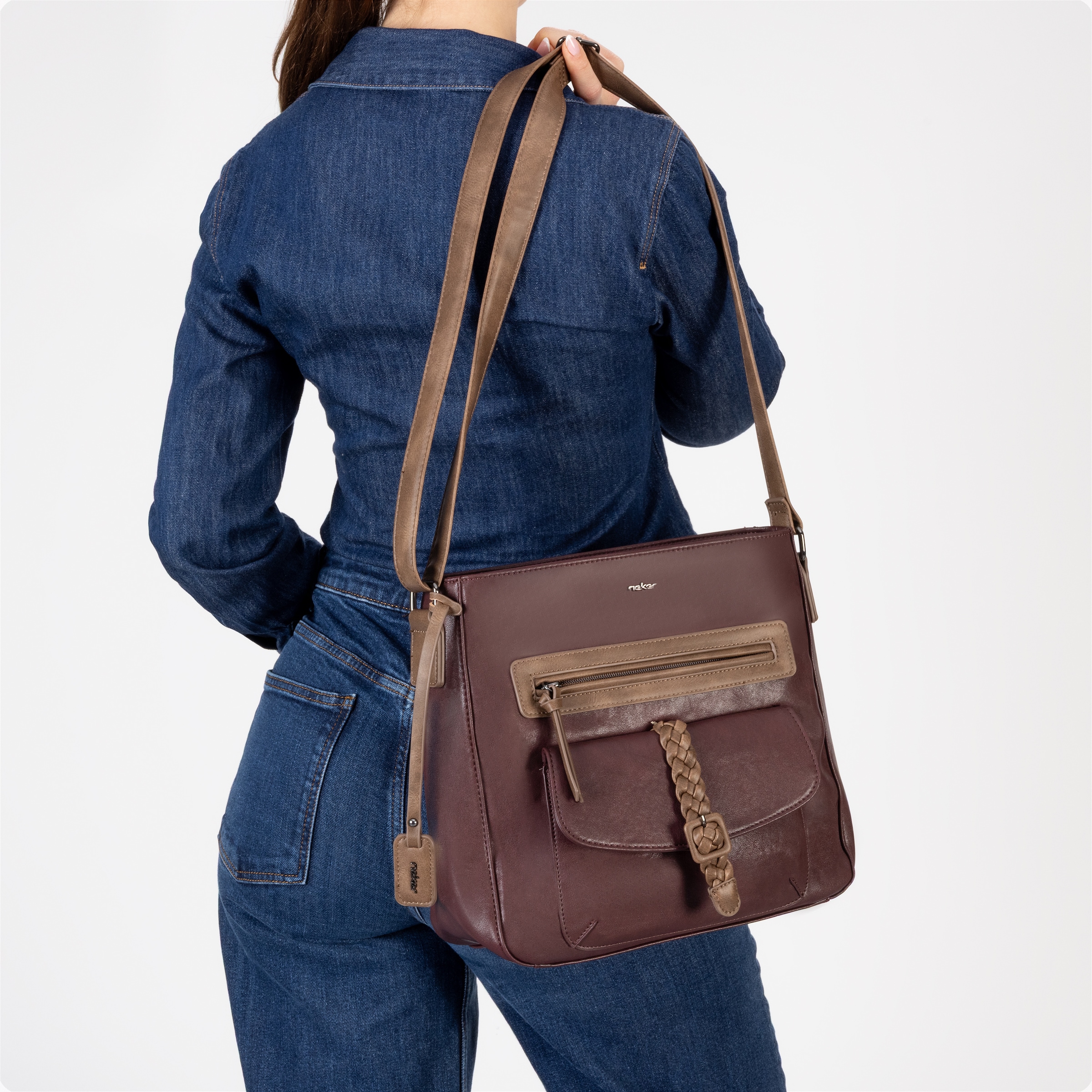 Rieker Sac à bandoulière Sac à épaule pour femme, poche avant avec fermeture à lanière tressée