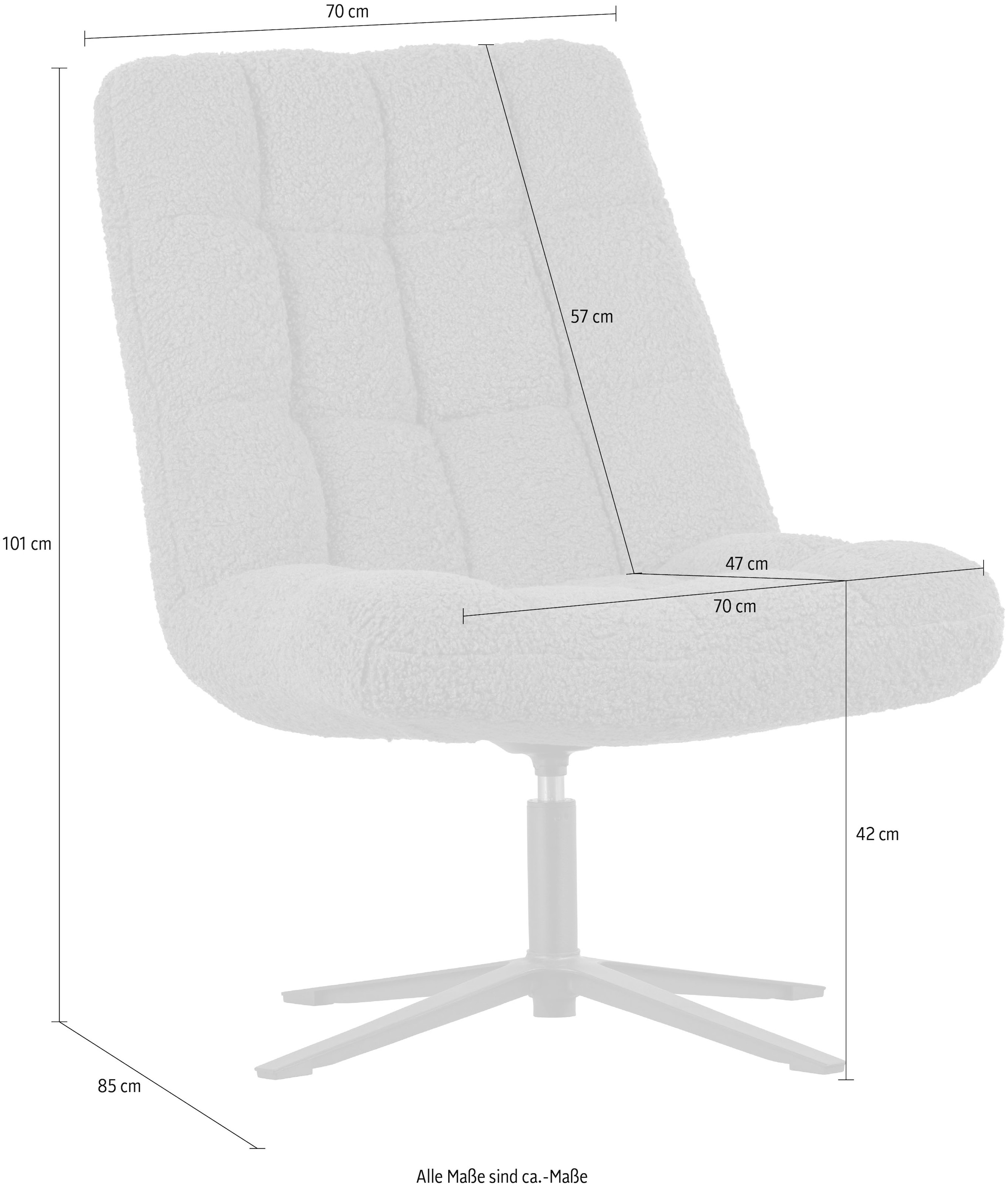 WOOOD Fauteuil pivotant »Job mit Teddy-Bezug und Drehmechanismus B 70 x T 85 x H 101 cm« Très haute résistance à l'usure, capacité de charge 140 kg, mécanisme de rotation à 360°
