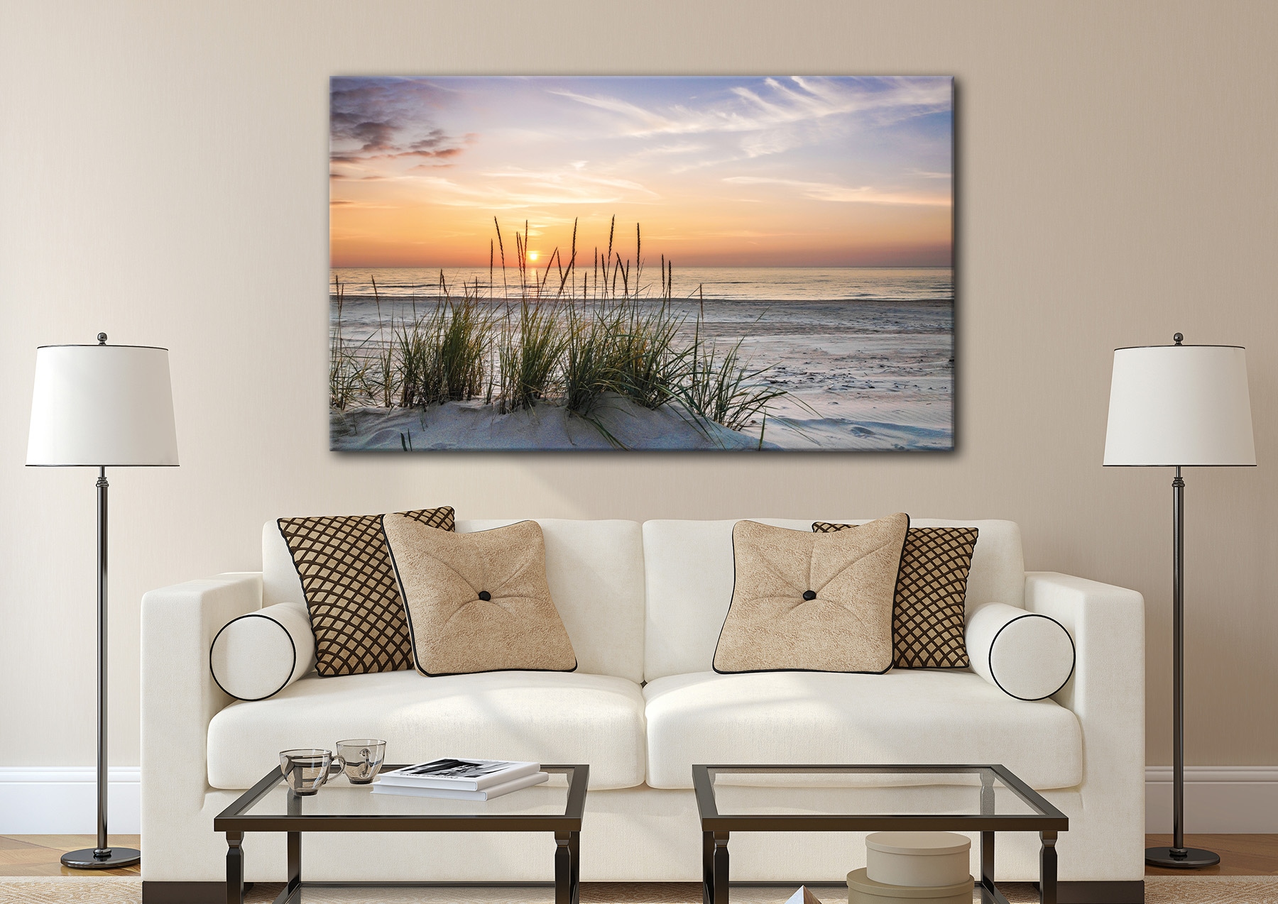 Bönninghoff Tableau sur toile »Wandbild SONNENUNTERGANG XXL 90x150 cm – Leinwandbild Keilrahmen Deko« Coucher de soleil | Mer | Plage 1 cuis tlg. tendu sur châssis