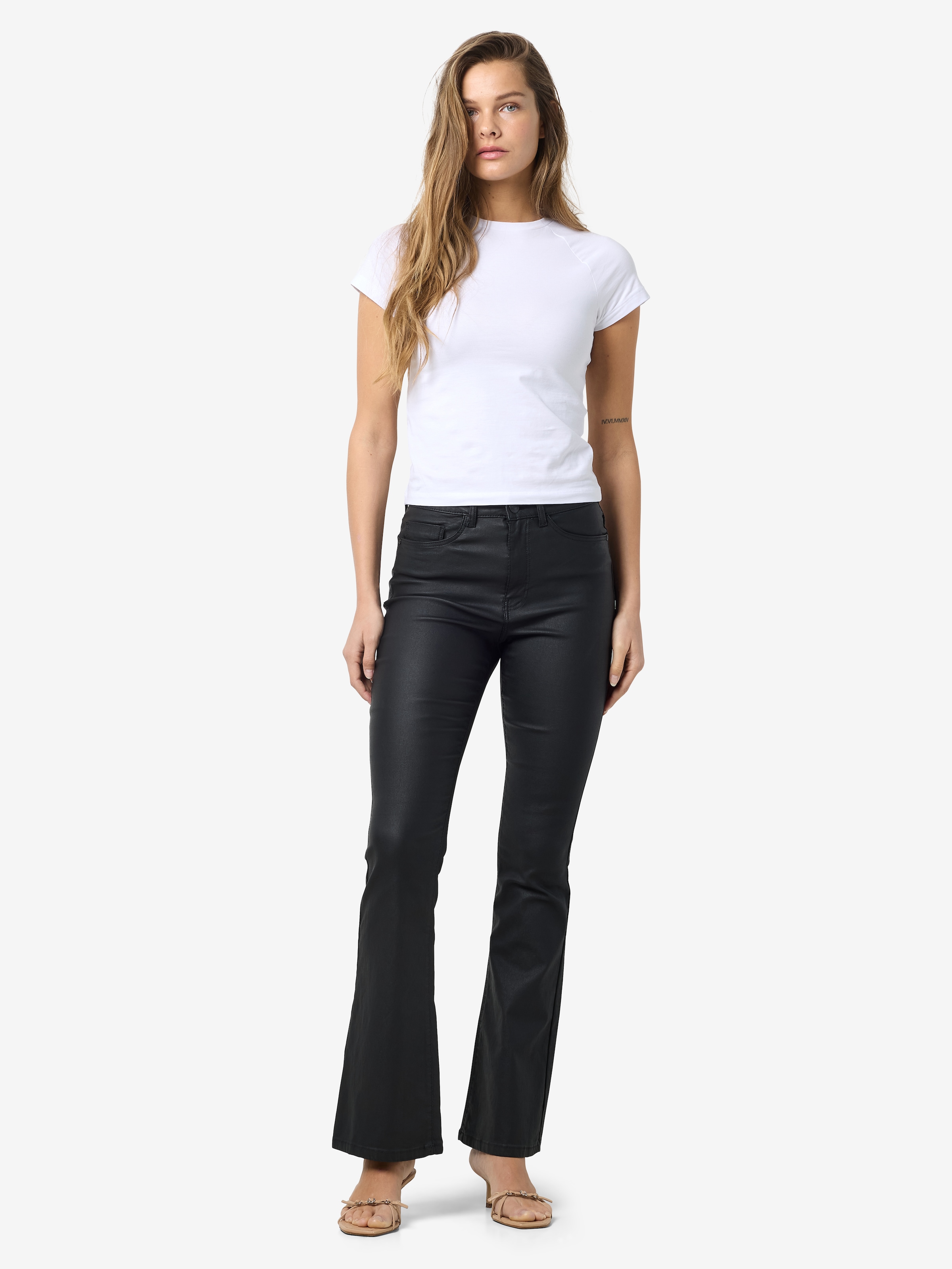 Noisy may Pantalon imitation cuir »NMSALLIE HW FLARE COATED PANTS NOOS«