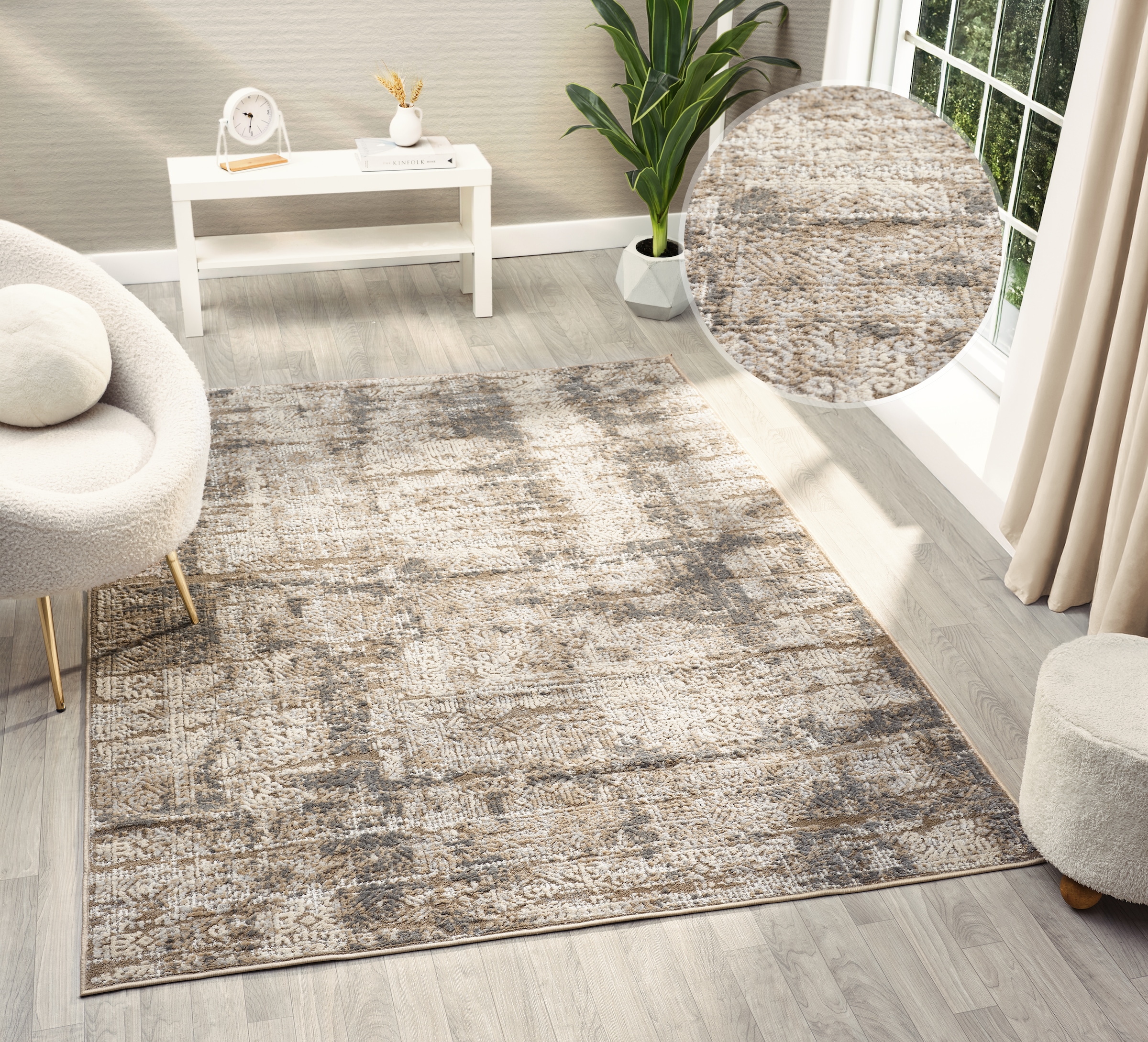 my home Teppich »Selin« rechteckig 9 mm Höhe dezenter Glanz, Schrumpf-Garn-Effekt, im Vintage-Look, dichte Qualität