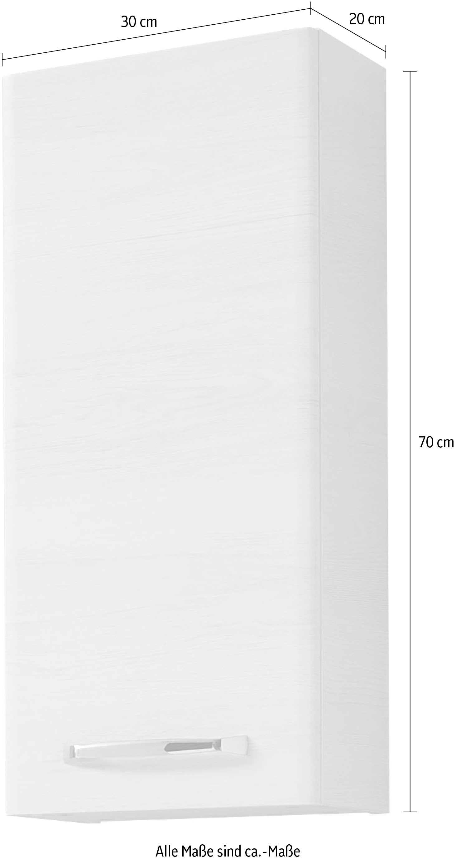 Saphir Armoire suspendue »Quickset Wand-Badschrank 30 cm breit mit 1 Tür und 2 Glas-Einlegeböden« armoire suspendue de salle de bain avec amortisseur de porte, poignées chromées brillantes