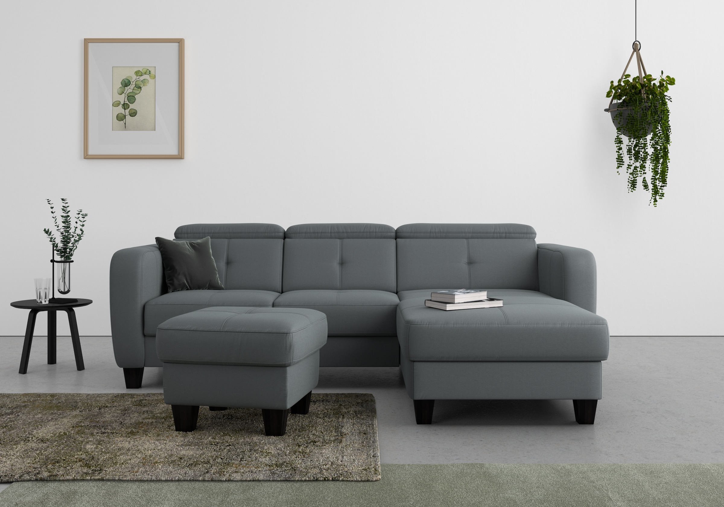 sit&more Ecksofa »Belluci L-Form« inklusive Federkern, wahlweise mit Bettfunktion und Bettkasten