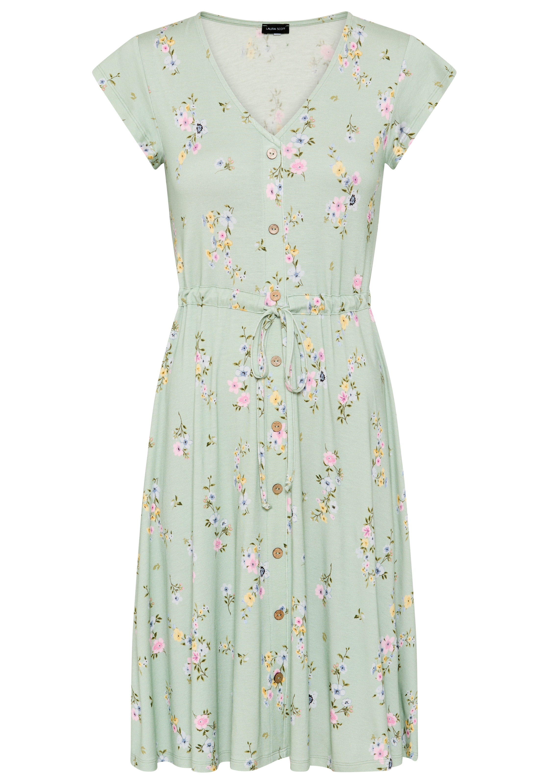 Laura Scott Robe d'été mit femininen Blumen, aus Viskose und Elasthan, geblümte Optik