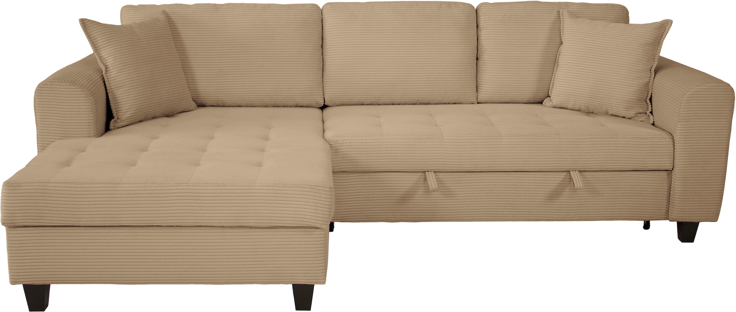 Trends by HG Canapé d'angle »Moritz L-Form, B: 265 cm« mit Bettfunktion, Bettkasten & Zierkissen