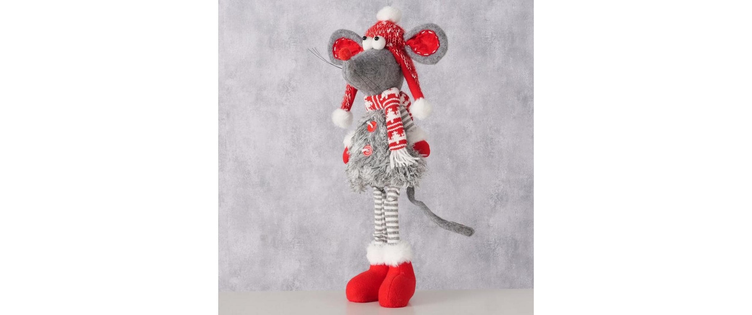 BOLTZE Figurine de Noël »Dekofigur Maus Helgy Grau/Rot«
