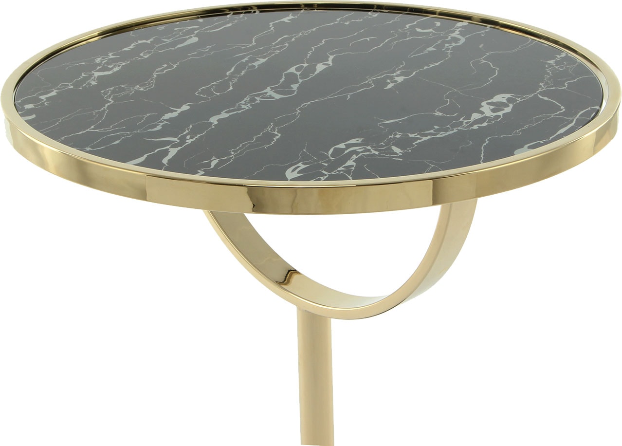 Kayoom Table d'appoint »Oscar 125, edle marmorierte Glasplatte« 1 cuis tlg. ausgefallenes Gestell, stabiler Marmorfuss, marmorierte Glasplatte