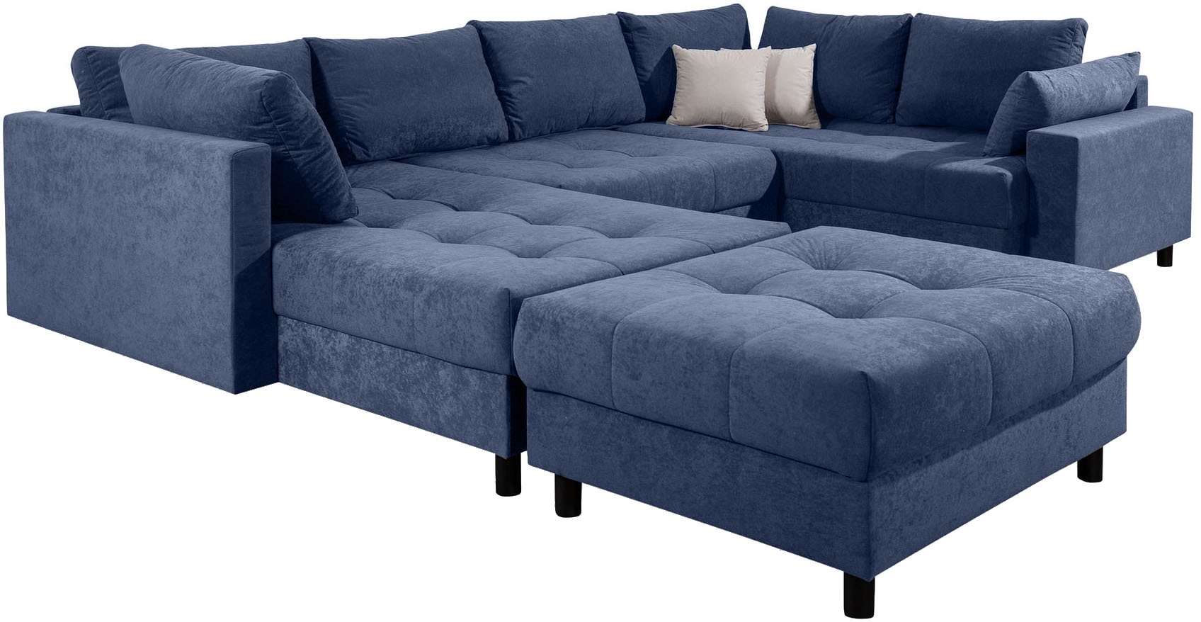 COLLECTION AB Paysage de salon »Toni U-Form mit Armlehne« inkl. Hocker und Zierkissen in abgesetzter Farbe, mit Bonnelfederkern