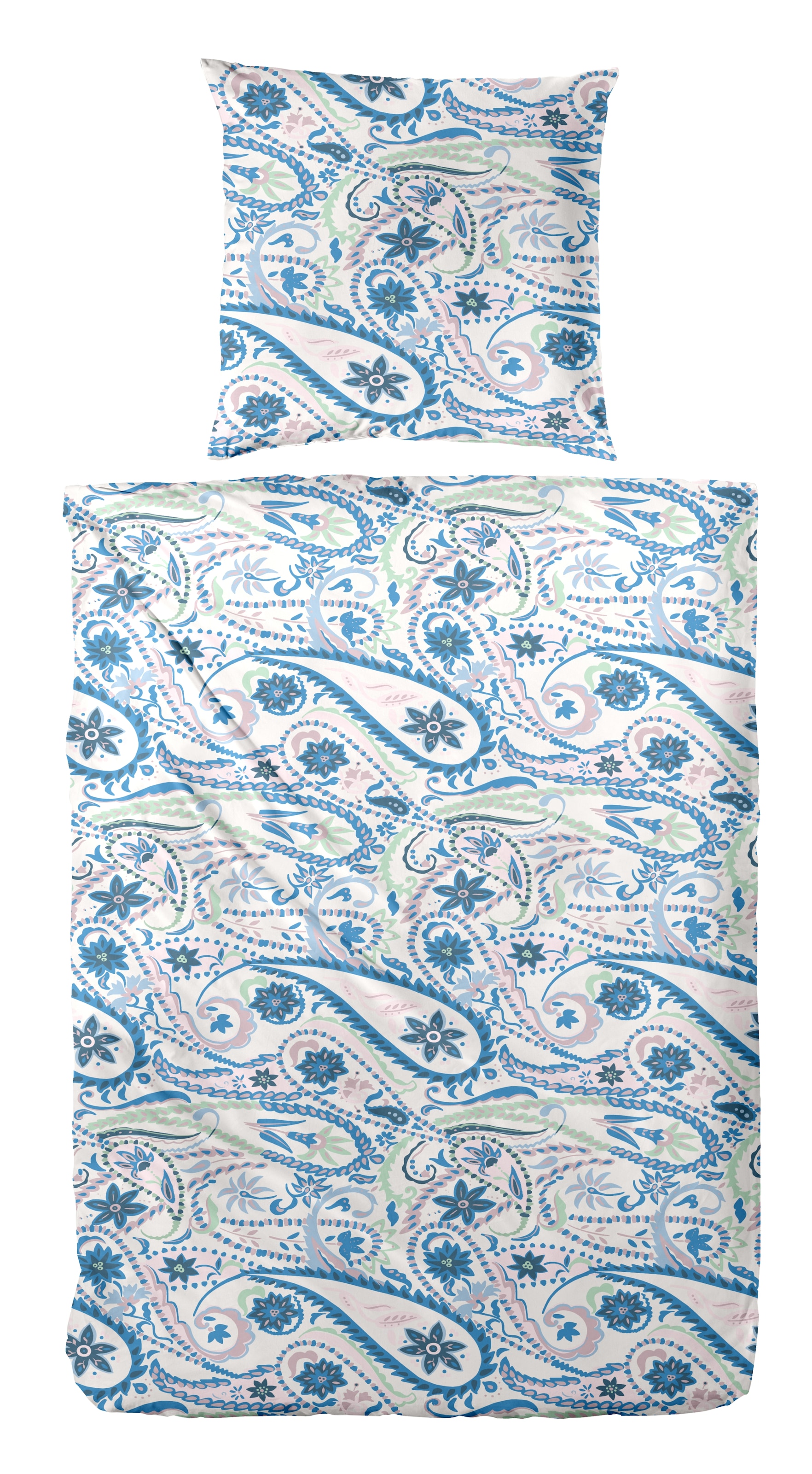 Primera Linge de lit »Mako-Satin-Bettwäsche Pastel Paisley« 2 cuis avec motif floral élégant