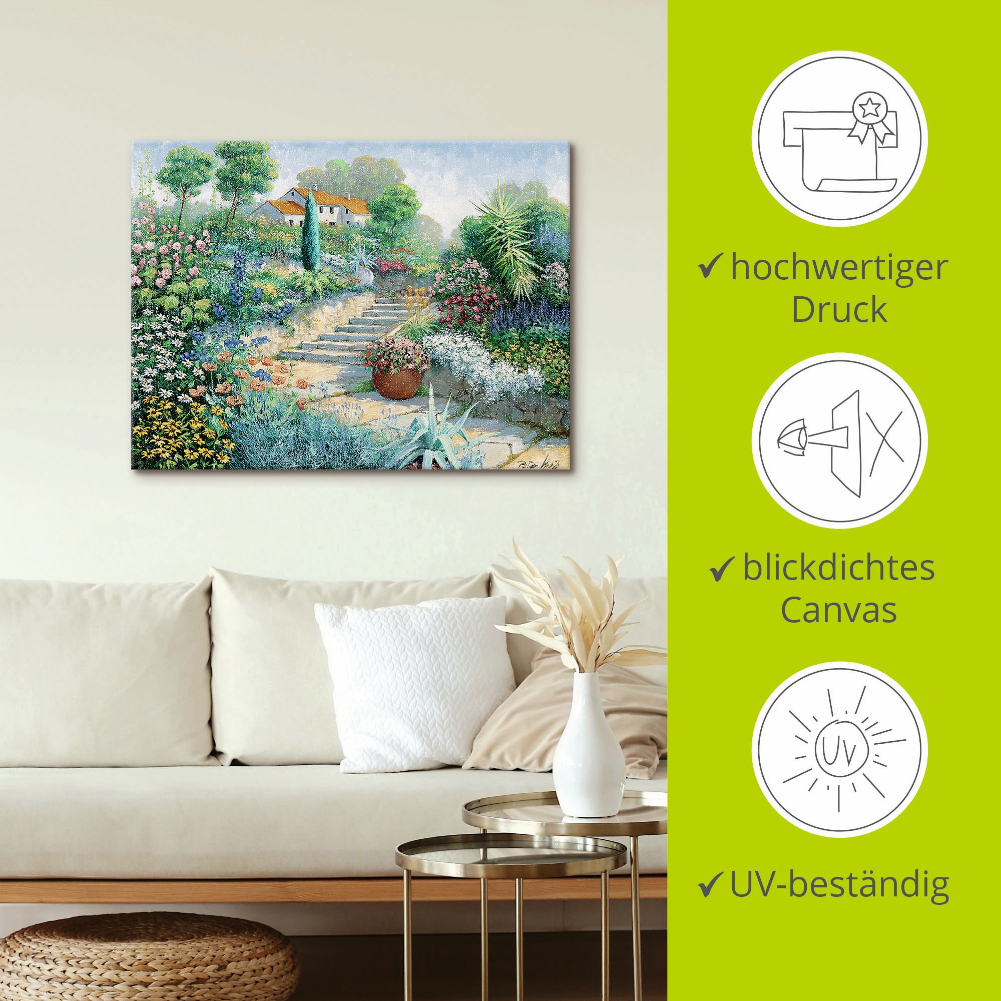 Artland Leinwandbild »Überall Blumen« Garten 1 Stk. tlg. auf Holzrahmen gespannt