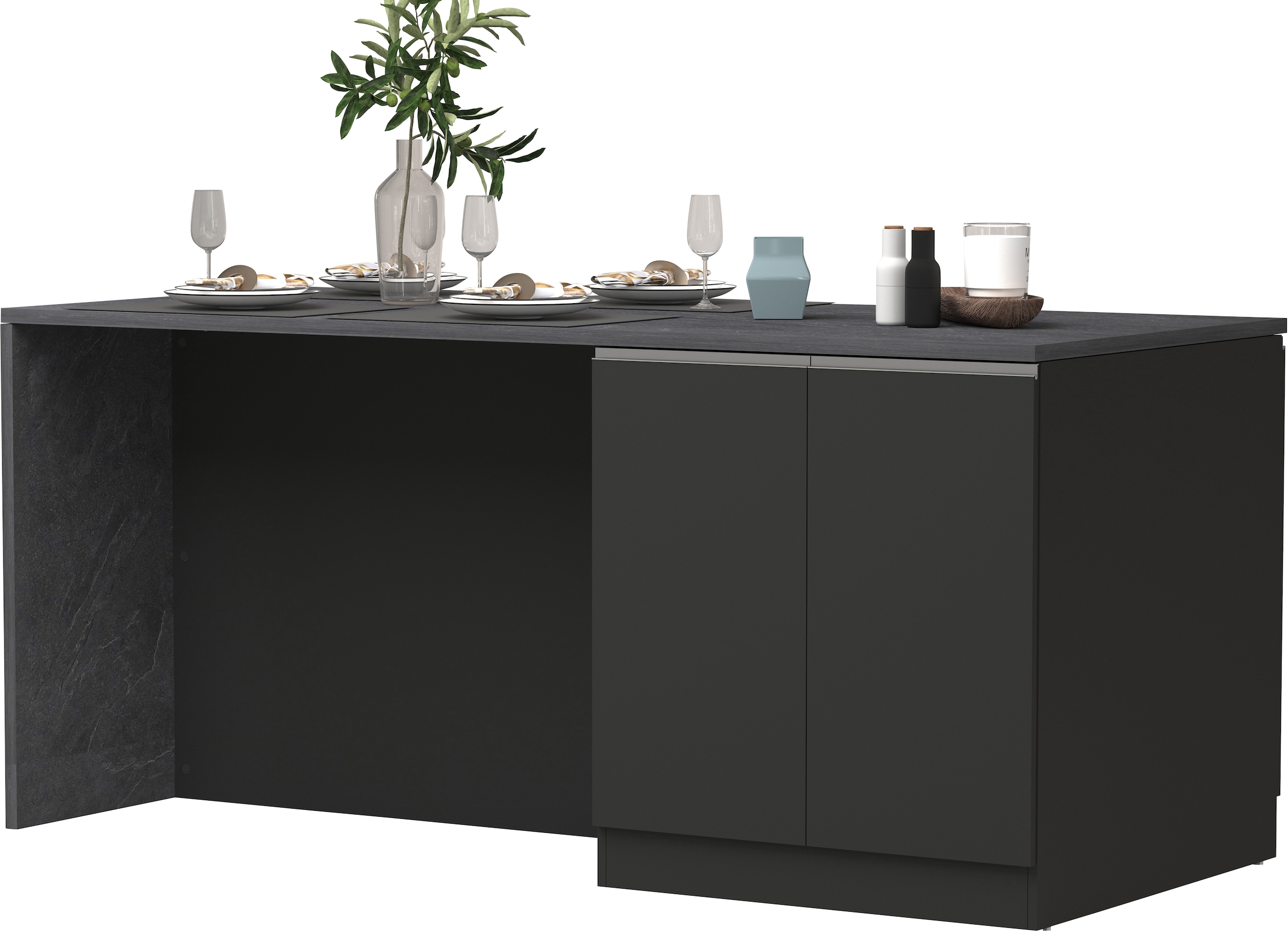 KOCHSTATION Ilot de cuisine »Sole,Kochinsel,Küchenarbeitsblock,Inselküche,Arbeitsinsel« Breite 200 cm mit 4 Türen,4 Schubkästen, Aluminiumgriff