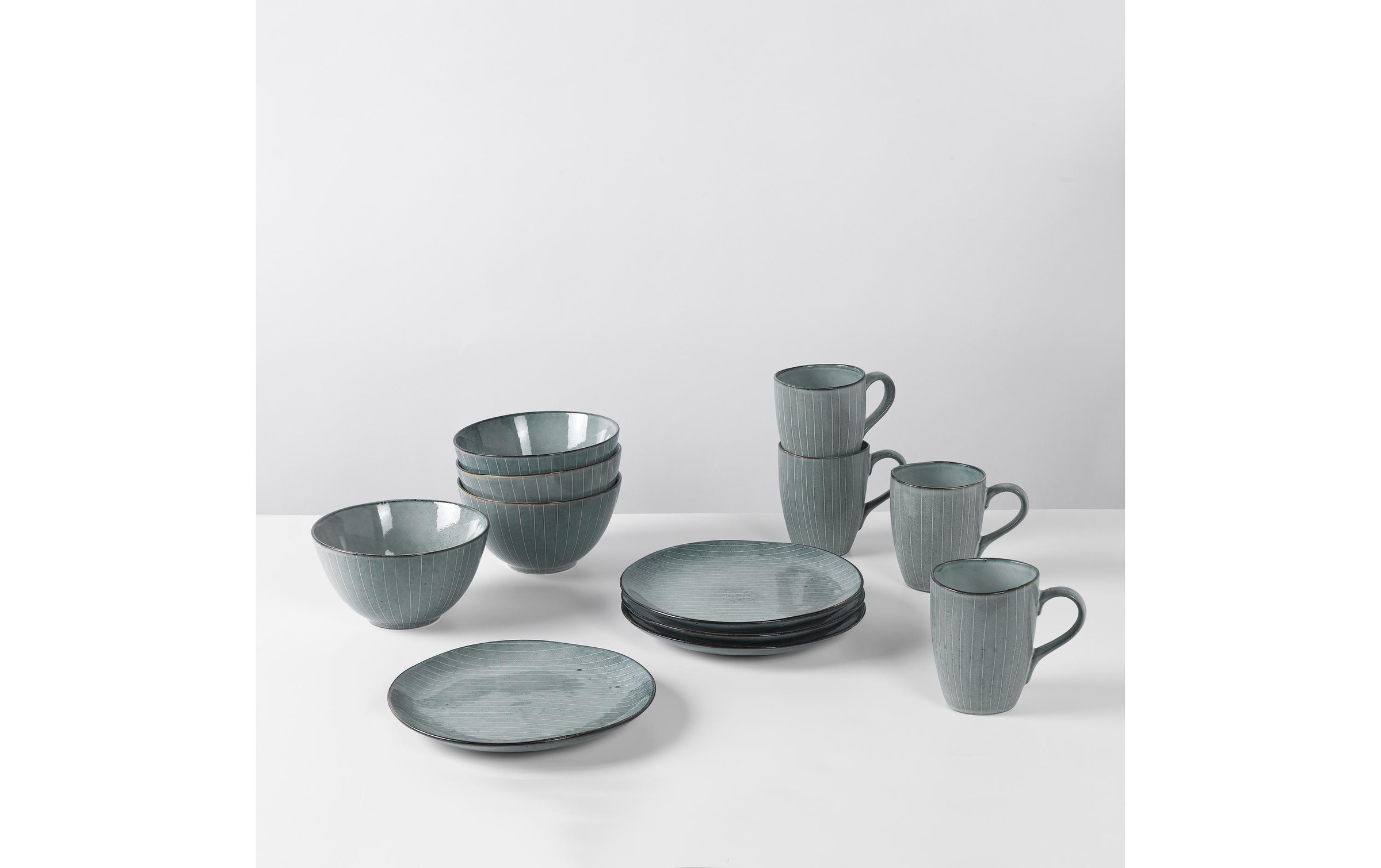 Broste Copenhagen Set de vaisselle pour le petit déjeuner »Nordic Sea Steingut Blau 12-teilig«