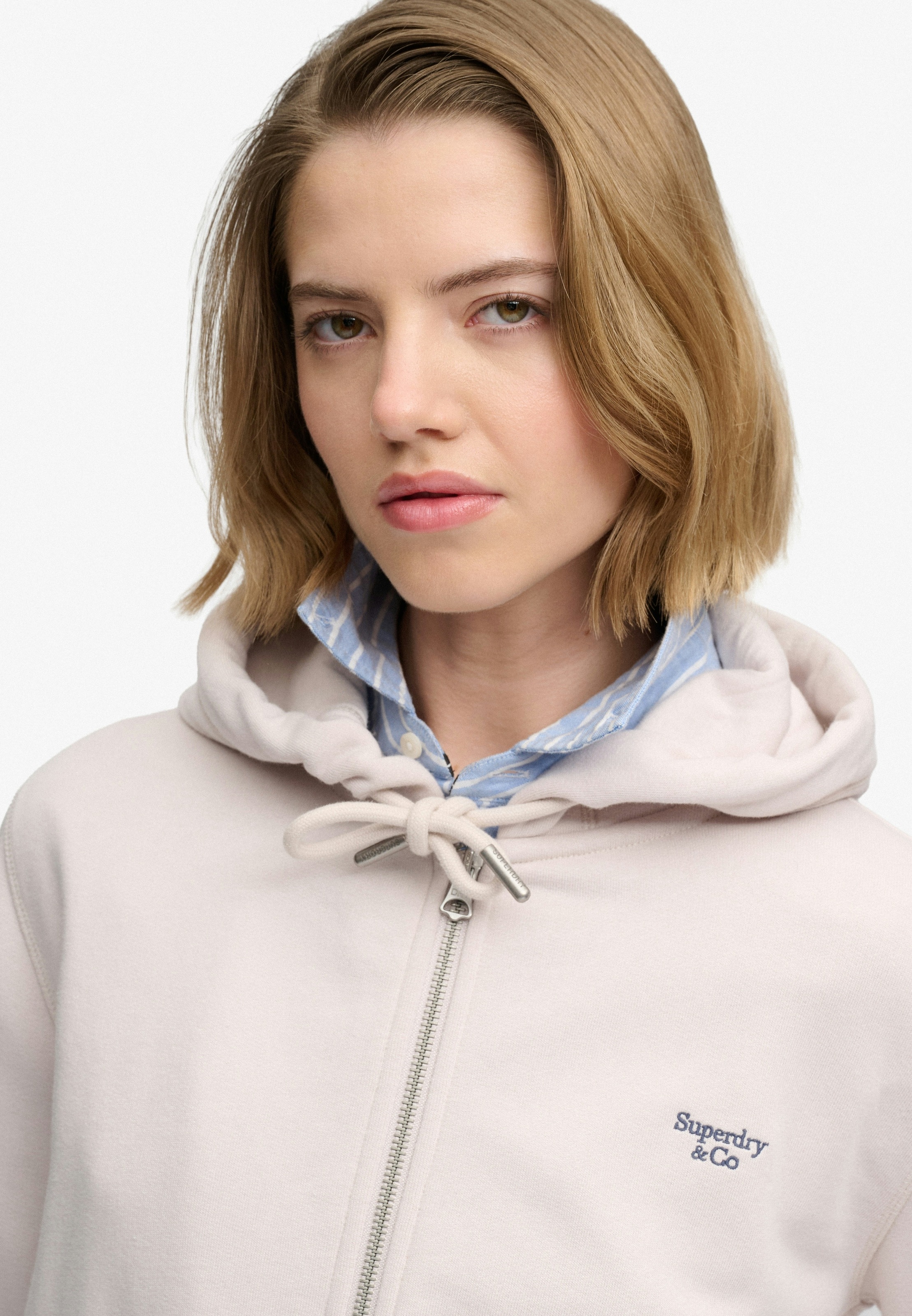 Superdry Sweat à capuche »SIGNATURE EMB ZIPHOOD« mélange coton, coupe décontractée
