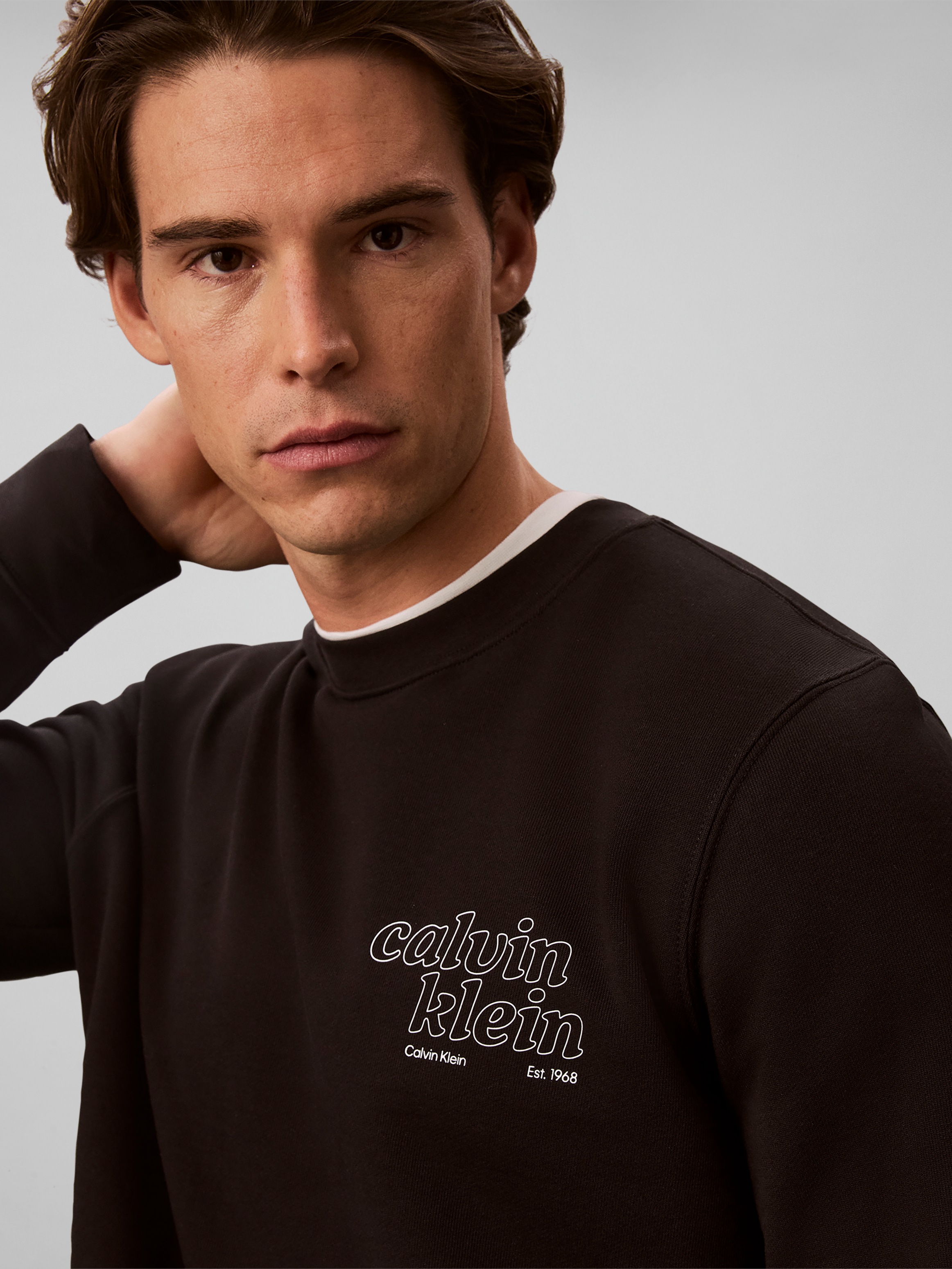 Calvin Klein Jeans Sweatshirt , Rundhalsausschnitt, Brustdruck, reine Baumwolle
