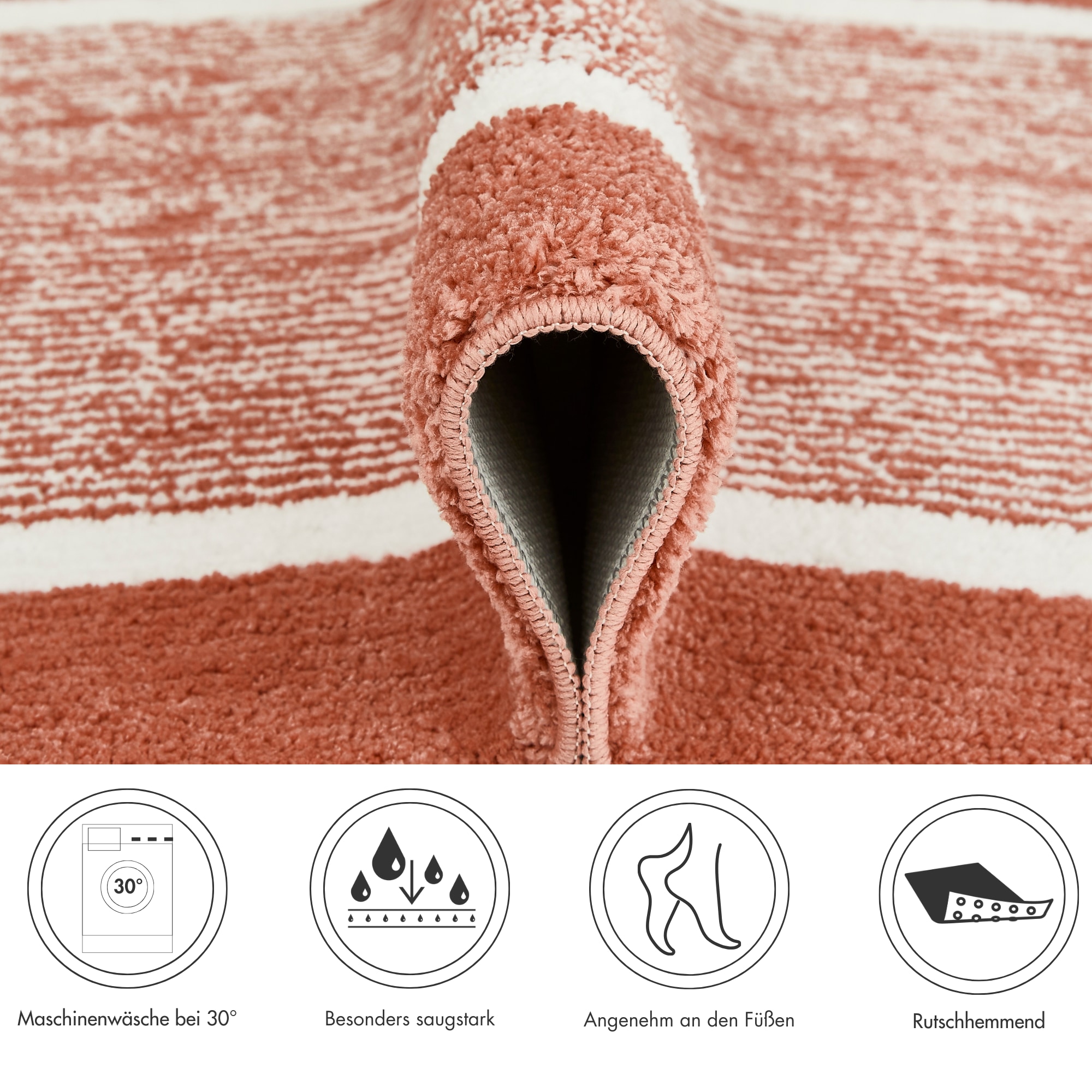 Andiamo Badematte »Maui« Höhe 15 mm rutschhemmend beschichtet fussbodenheizungsgeeignet gestreift, mit Bordüre, auch als 2er Set erhältlich