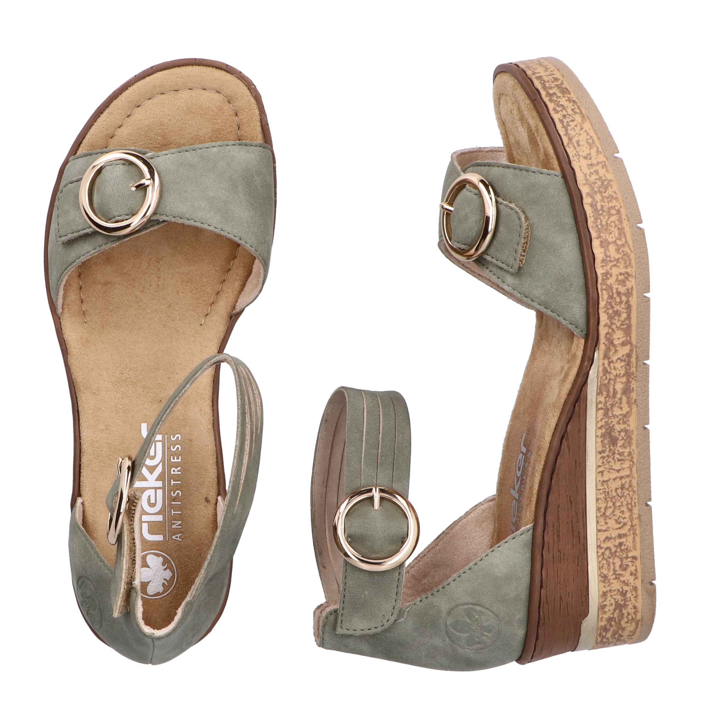 Rieker Sandales compensées  Chaussure d'été, chaussure de vacances, sandale avec bride tendance à la cheville