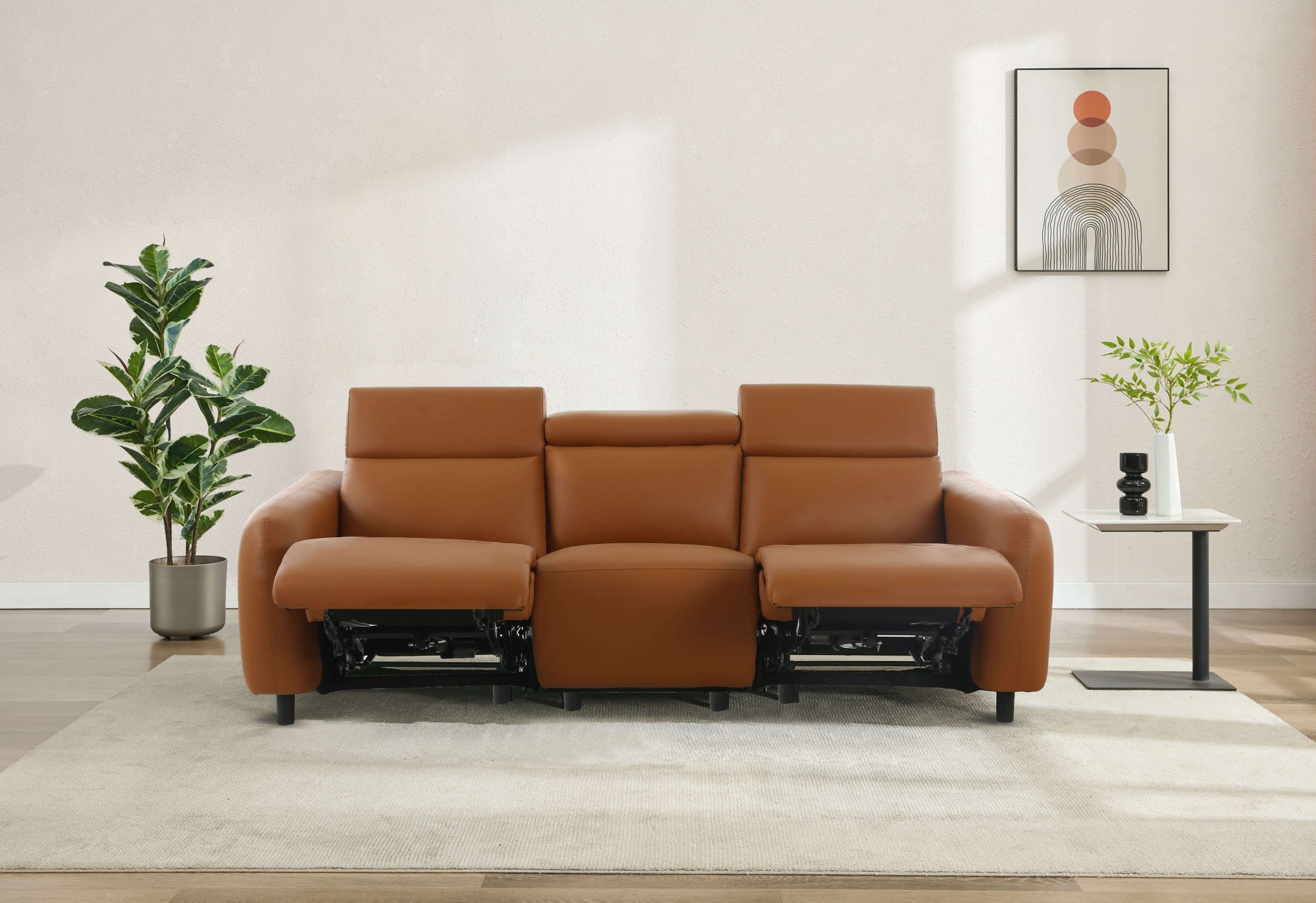 Home affaire 3-places »SKAANE Lederoptik, 229 cm, manuelle-u. elektrische Relaxfunktion« Relax-Funktion in 2 Sitzen, Kopfteilverstellung, Federkernpolsterung